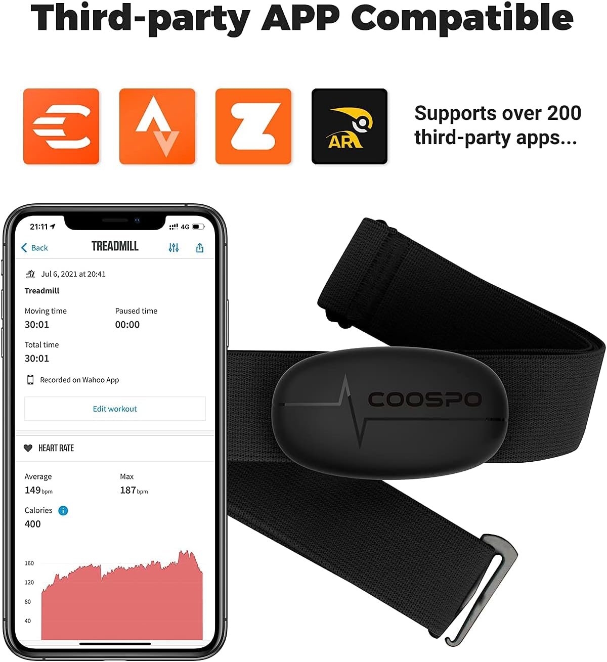 COOSPO H6 Heart Rate Monitor Chest Strap Bluetooth 4.0 ANT+ IP67 Chest Heart Rate Sensor for Peloton Polar DDP Yoga Map My Ride Garmin Sports Watches - Image 3