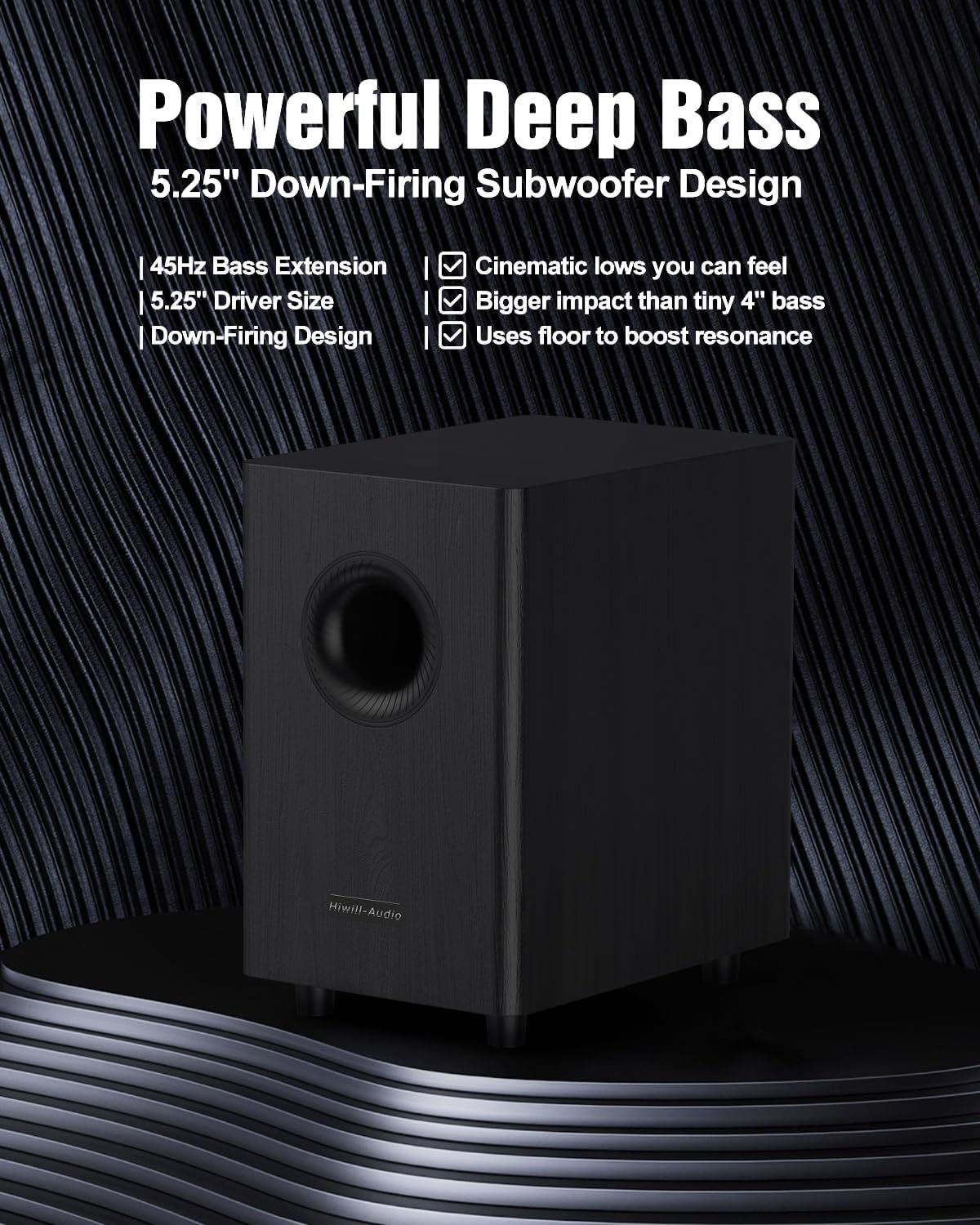 5.1.2 Virtual Surround Sound System for Small Rooms, Compact Smart TV Sound Bars Home Theater w/4 Wired Speakers, Clear Voice & Deep Bass, 5.25'' Wired Subwoofer Soundbar Easy Setup, ARC/OPT/BT, 2026 - Image 8