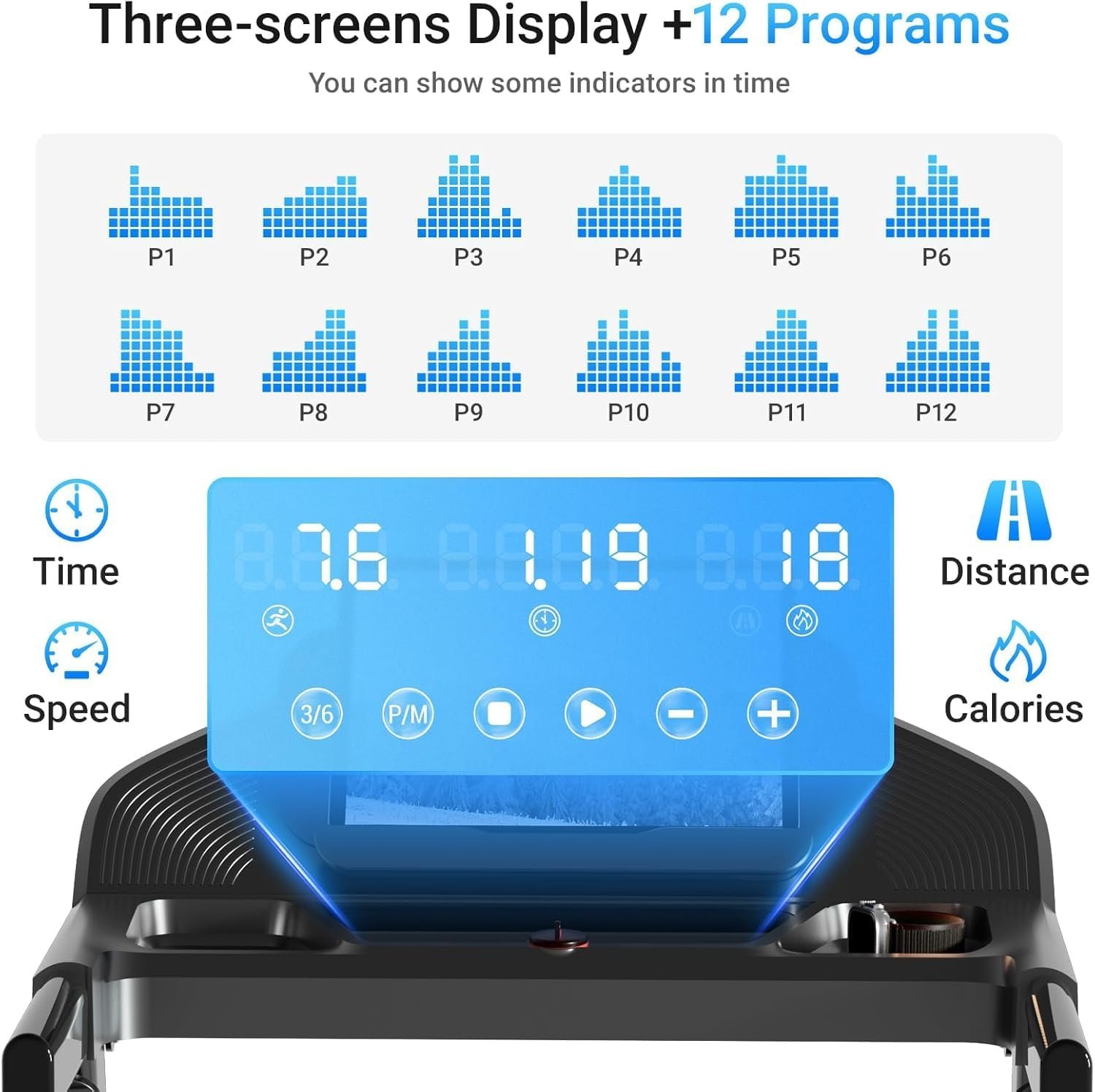 18% Incline Treadmills for Home Small, 3.0HP Foldable Walking Pad Treadmill with 3 LED Displays, Portable Treadmill Up to 400LBS Capacity, 7.5MHP - Image 3