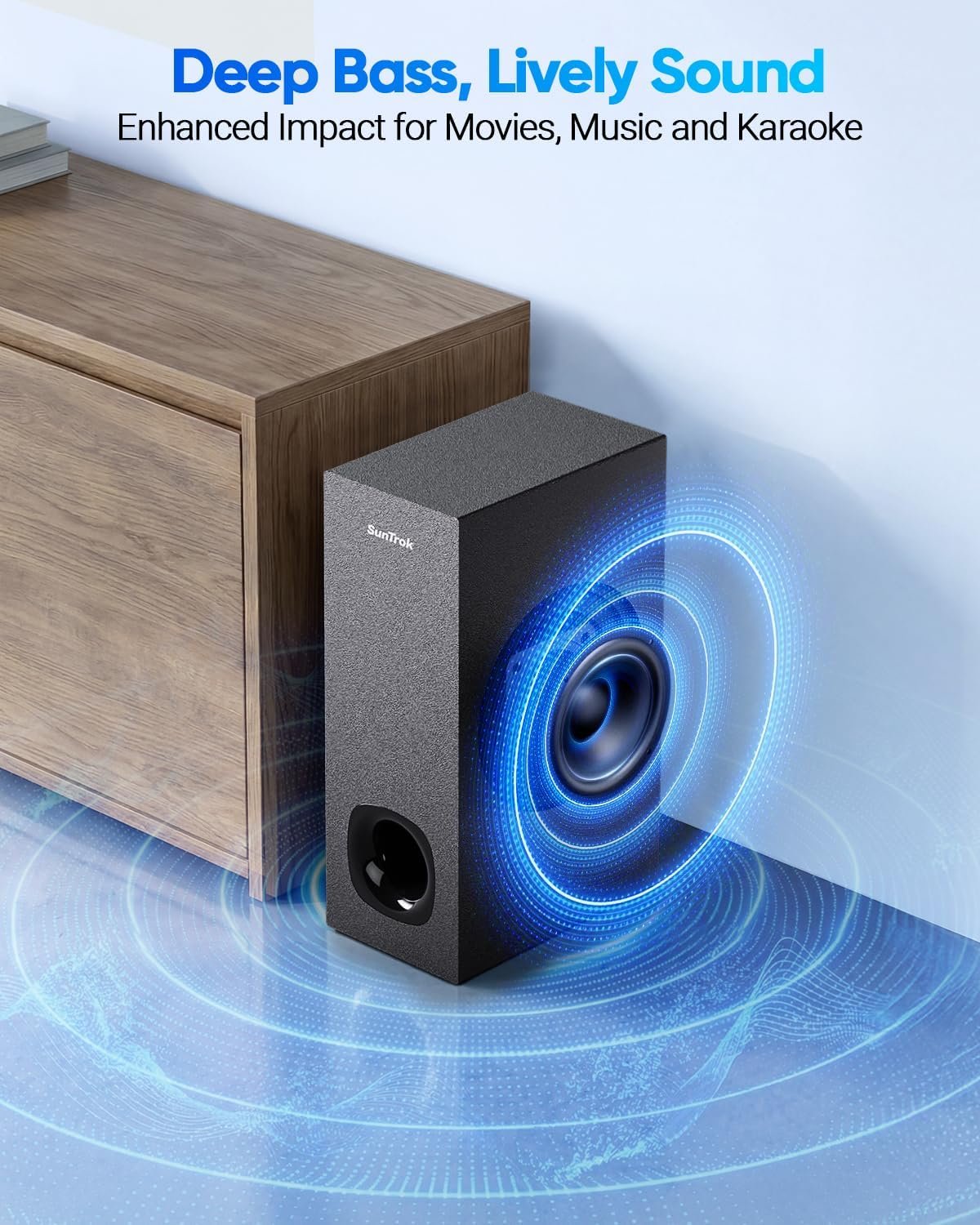 Soundbar with Subwoofer for TV, Home Theater Bluetooth 5.3 Speaker System with 2 Wireless Karaoke Microphones, Surround Sound Audio with HDMI ARC, Optical, AUX, USB for Movie, Music, Family Party - Image 4