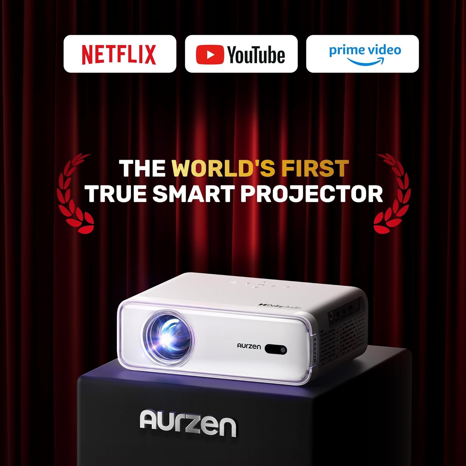Aurzen EAZZE D1 Smart Projector with WiFi and Bluetooth, Built-in APP, Auto Focus/Keystone, DoIby Audio 16W Speakers, Native 1080P, HDR10, Portable Mini Outdoor Movie Projector - Image 2