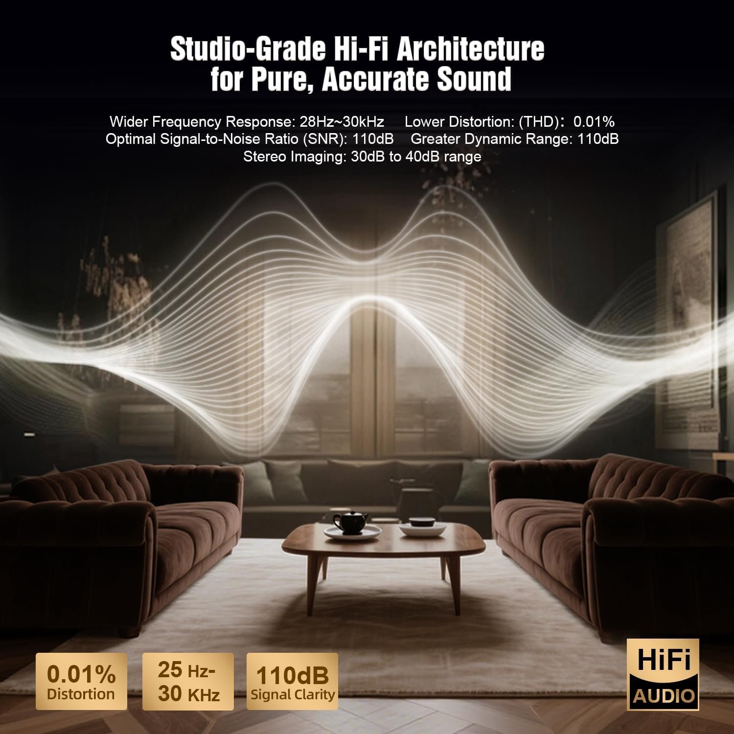HiFi 5.1.4ch Home Theater Sound System, Dolby Atmos, 900W Surround Sound System for TV, Sound Bar with Subwoofer, 4 Surround Speakers, TV Soundbar, HiFi-Grade Crossover, eARC, BT 5.4, Color: Wood - Image 3