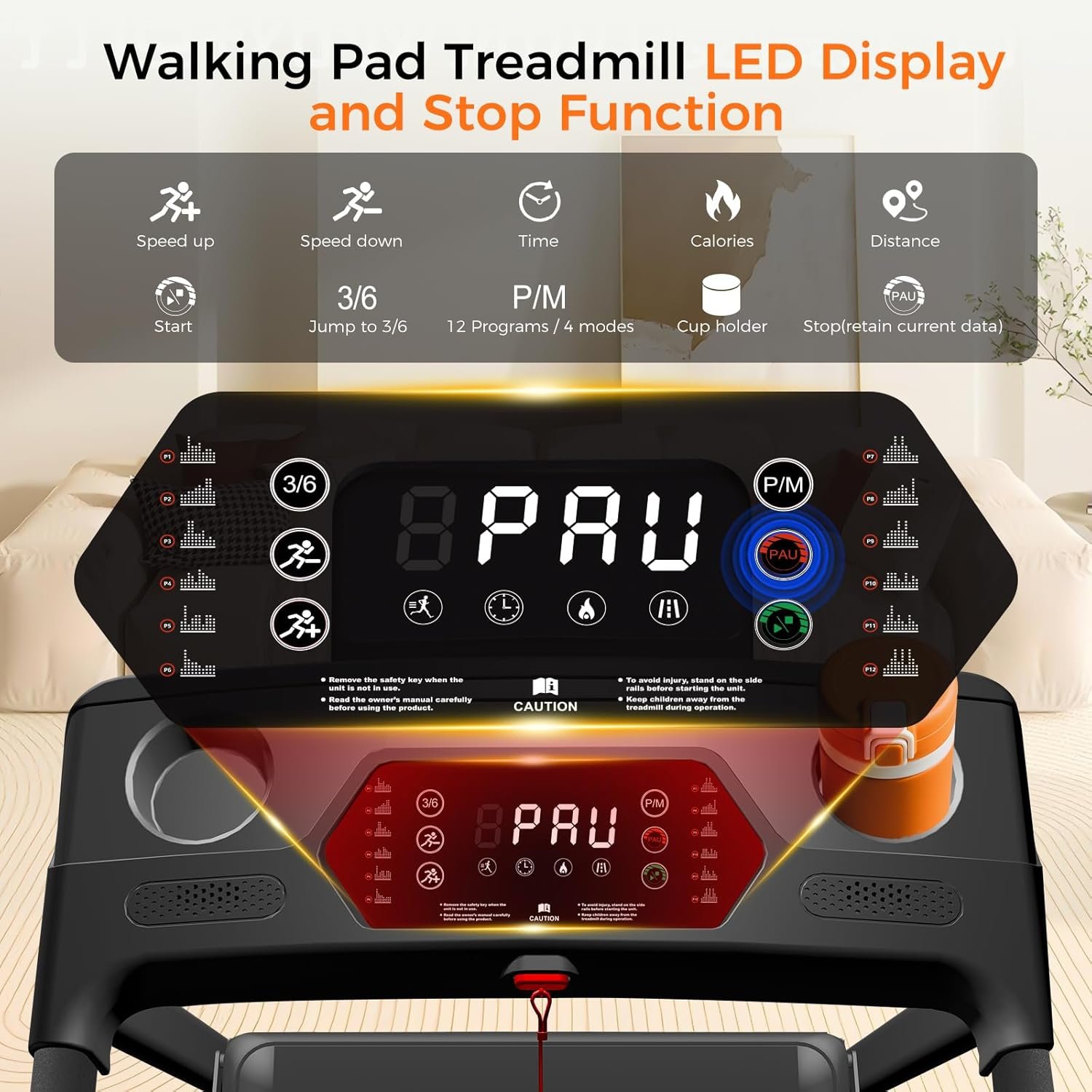 Aiteid Treadmill with Incline,3.0HP Small Treadmills for Home,Portable Electric Treadmill with Handles,Lightweight Walking Pad,Compact Running Treadmills,Walking Pad with Handle,300LBS Capacity - Image 3