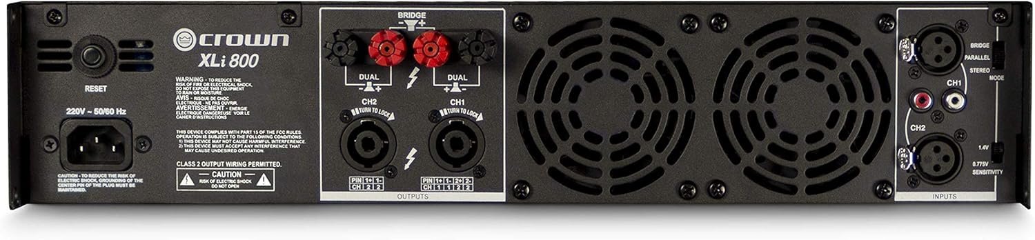 Crown XLi800 Two-channel, 600-Watt Bridged 8Ω Power Amplifier. Professional DJ, PA, Stage Amp. Black - Image 4