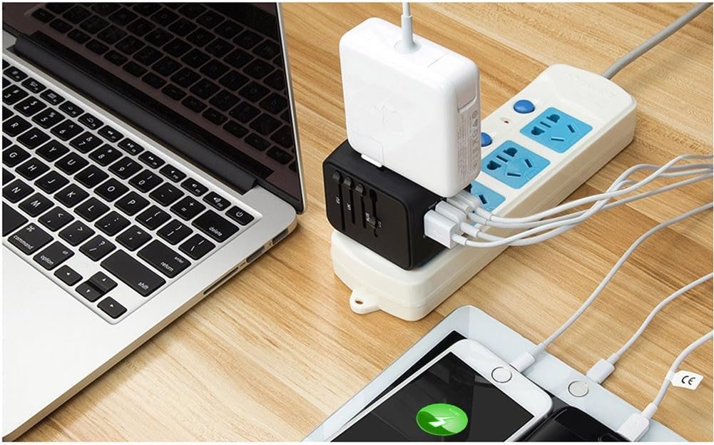 SAUNORCH Universal International Travel Power Adapter W/High Speed 2.4A USB, 3.0A Type-C Wall Charger, European Adapter, Worldwide AC Outlet Plugs Adapters for Europe, UK, US, AU, Asia-Black - Image 7