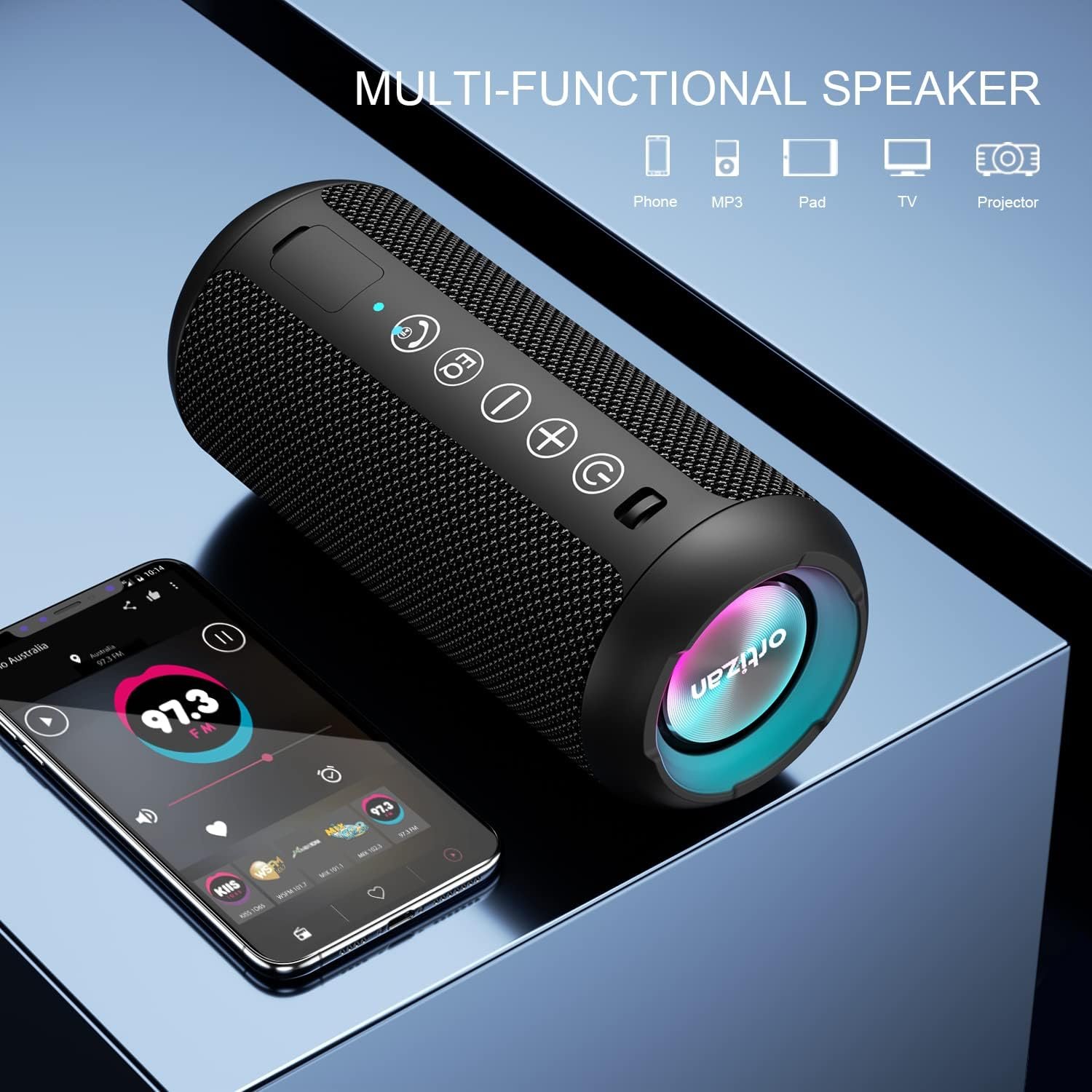 Ortizan Portable Bluetooth Speaker (1nd Gen), IPX7 Waterproof, Wireless, Big Sound and Deep Bass, TWS Pairing, 30Hrs of Playtime, for Home/Party/Outdoor/Beach, Birthday Gifts for Men Women - Black - Image 5