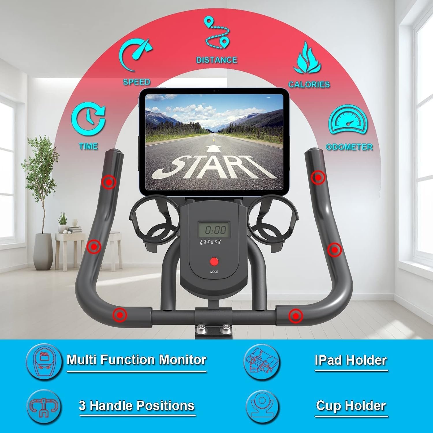 Exercise Bikes Stationary,Exercise Bike for Home Indoor Cycling Bike for Home Cardio Gym,Workout Bike with Mount & LCD Monitor,Silent Belt Drive - Image 2