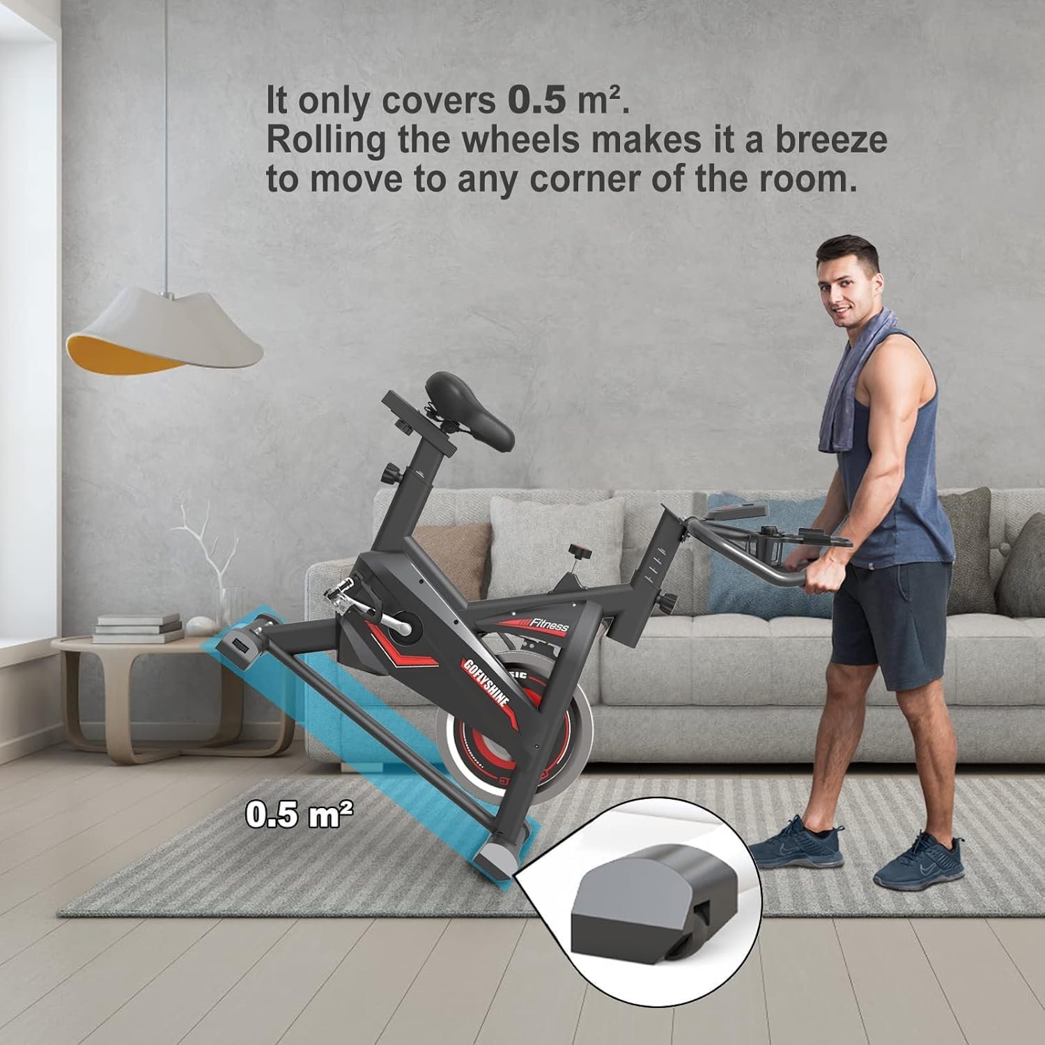 Exercise Bikes Stationary,Exercise Bike for Home Indoor Cycling Bike for Home Cardio Gym,Workout Bike with Mount & LCD Monitor,Silent Belt Drive - Image 6