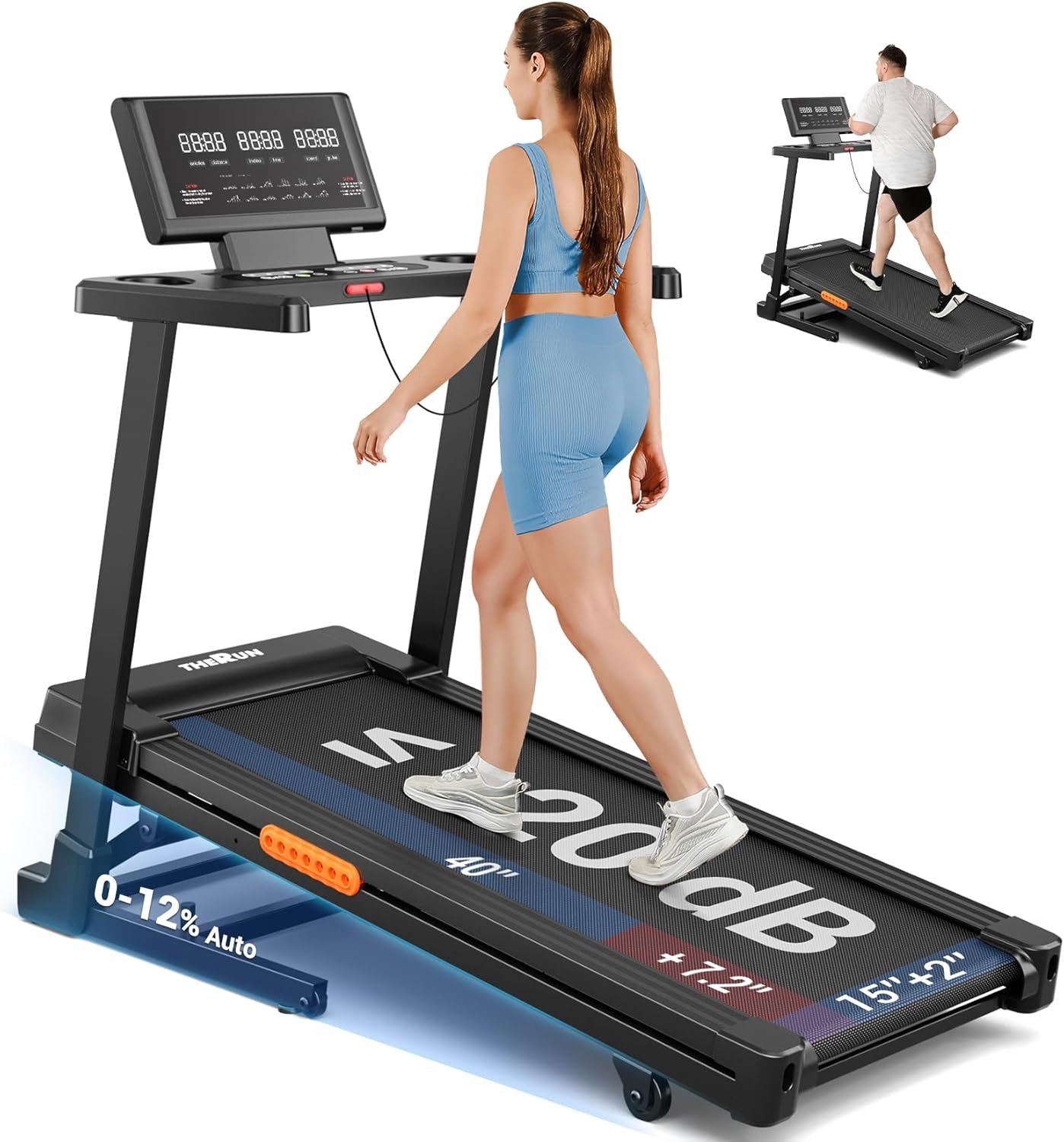 THERUN Treadmill with Incline, Incline Treadmill,Treadmills for Home, 3.0 HP Brushless Motorized Treadmills for Quiet Running, 300LBS Weight Capacity