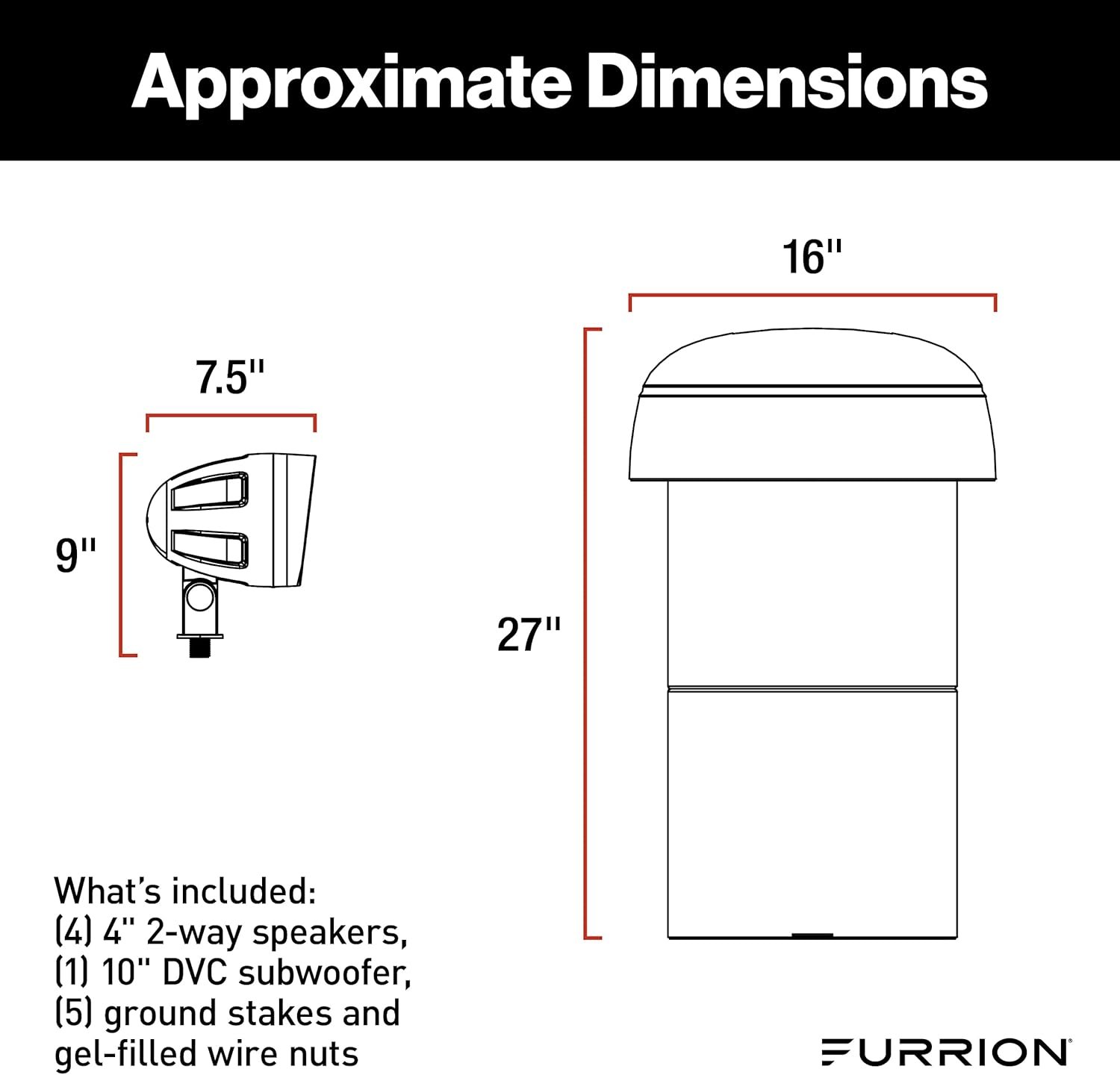 Furrion Aurora Veranda Series Outdoor Landscape Speaker System - Waterproof 4.1 Channel with 4” 100W Satellite Speakers and 10” 150w Subwoofer- for Patios, Decks and Gardens - Image 2