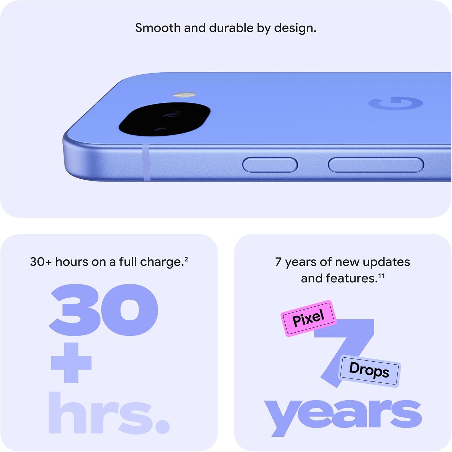 Google Pixel 10a - Unlocked Android Smartphone - 7 Years of Pixel Drops, 30+ Hours Battery, Camera Coach, Gemini Live, Durable Design, Call Screen, Car Crash Detection - Lavender - 128GB (2026 Model) - Image 2