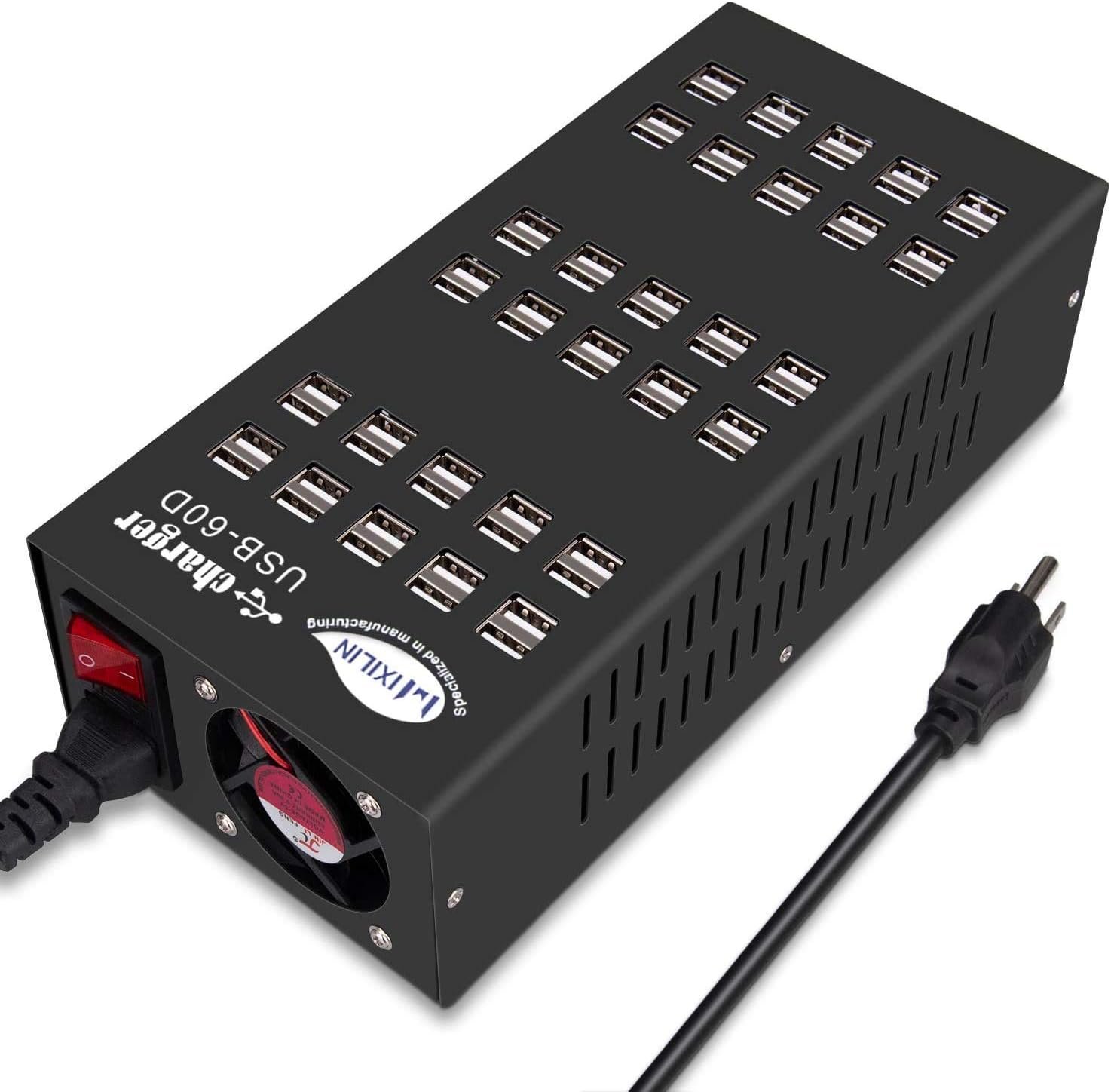 60 Ports USB Charging Station with Intelligent Protection, Multi-Port USB Charging Station Organizer for Hotel School Shopping Malls