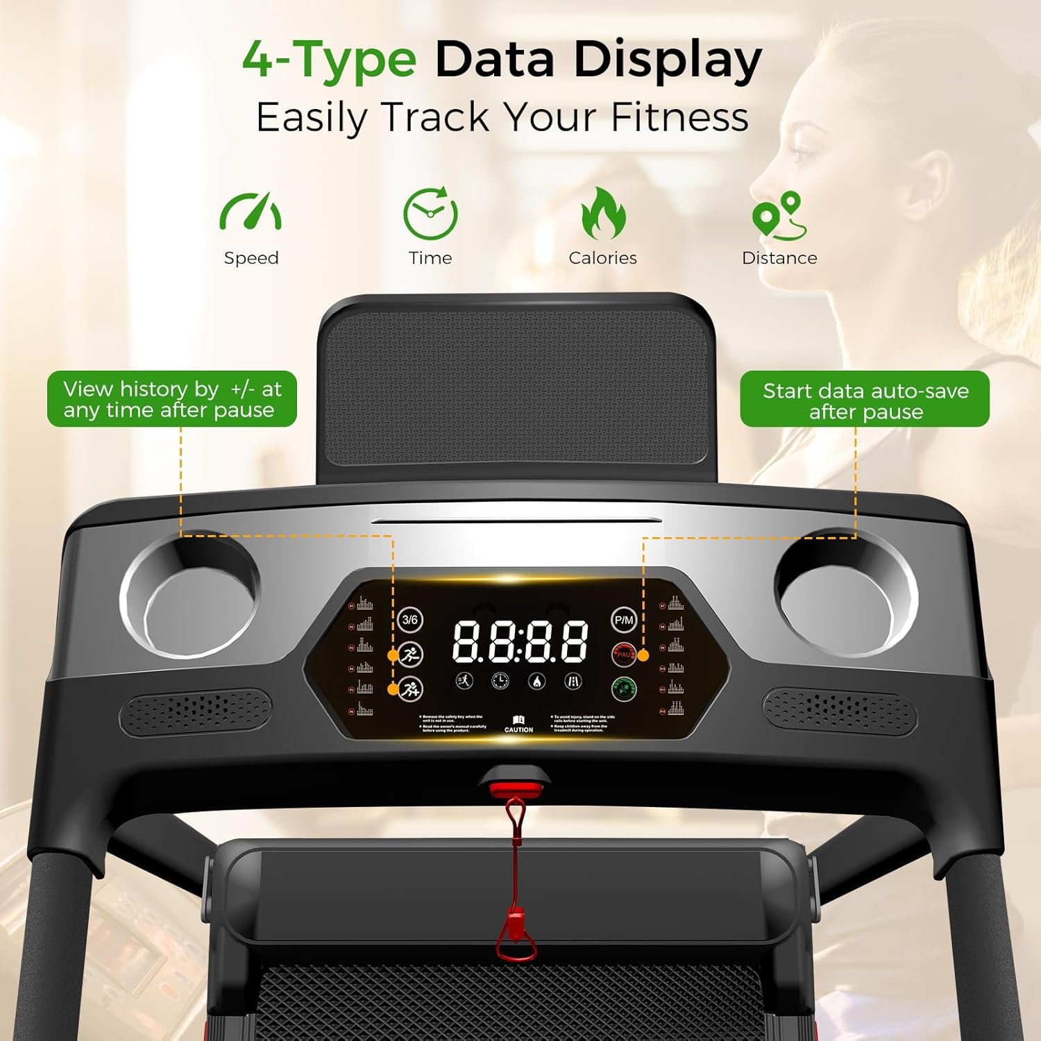 Portable Treadmill with Incline, 3.0HP Walking Pad with Handle Bar, 3-in-1 Foldable Treadmill for Home Office Small Space with Quiet Brushless, 300 LBS Capacity - Image 2