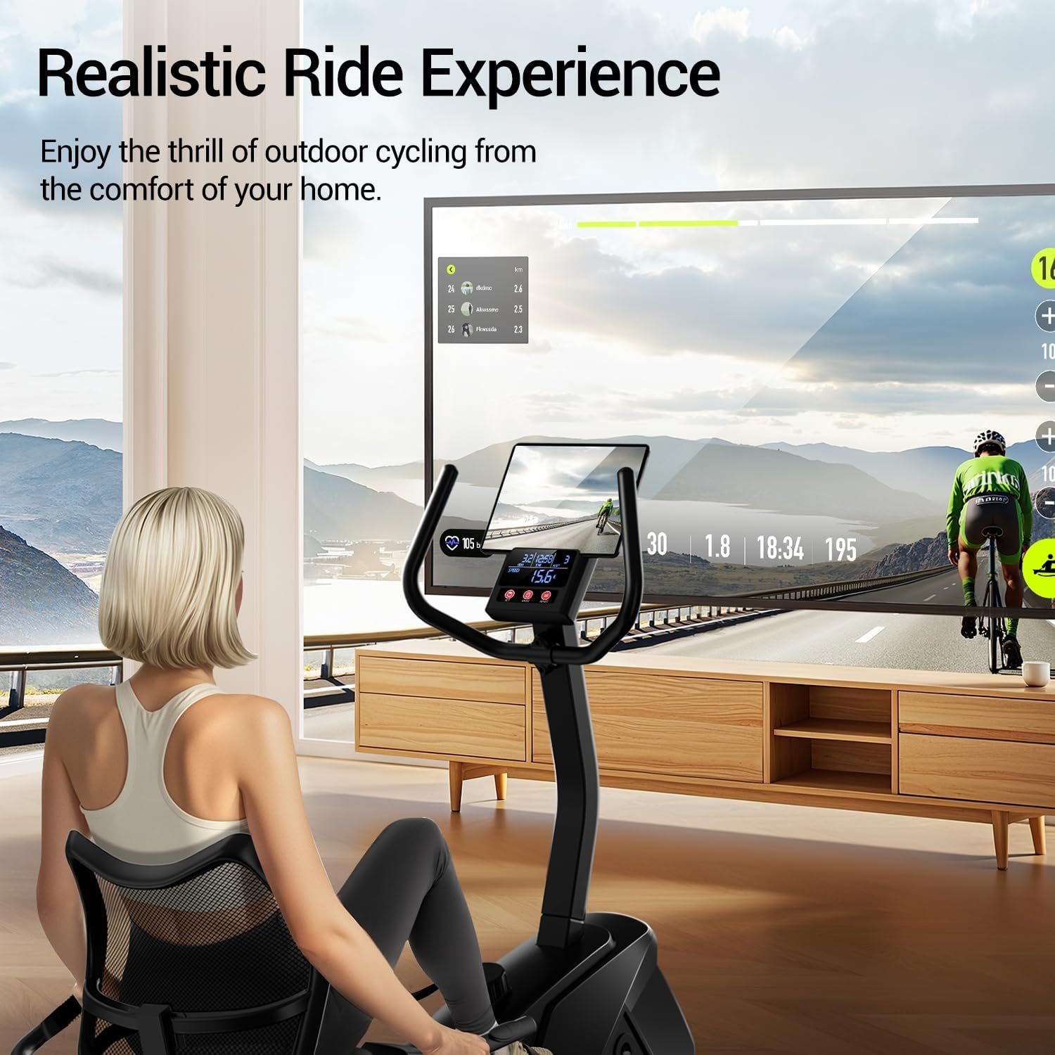 CURSOR FITNESS Recumbent Exercise Bike, Quiet Recumbent Stationary Bike for Adults & Seniors, Magnetic Stationary Bike with 16-Level Resistance, Supports 350LB, Heart Rate Handle & LCD Display - Image 6