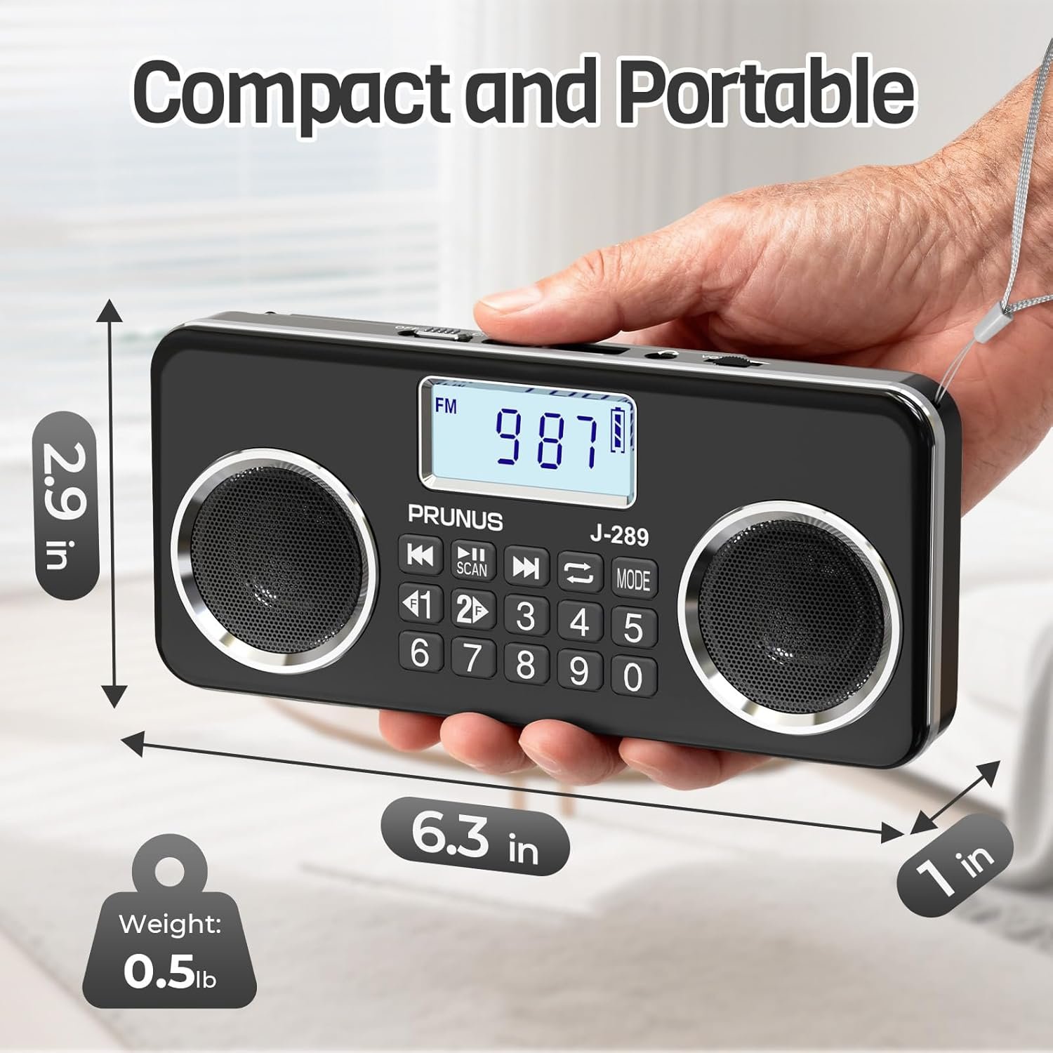Small Digital FM Radio with Bluetooth Speaker, Good Sound, TF Card/USB Playback, Mp3 Player with Speaker, Headphone Jack, USB C Rechargeable Radio fm, Indoor and Outdoor, Bluetooth Radios(NO AM) - Image 5