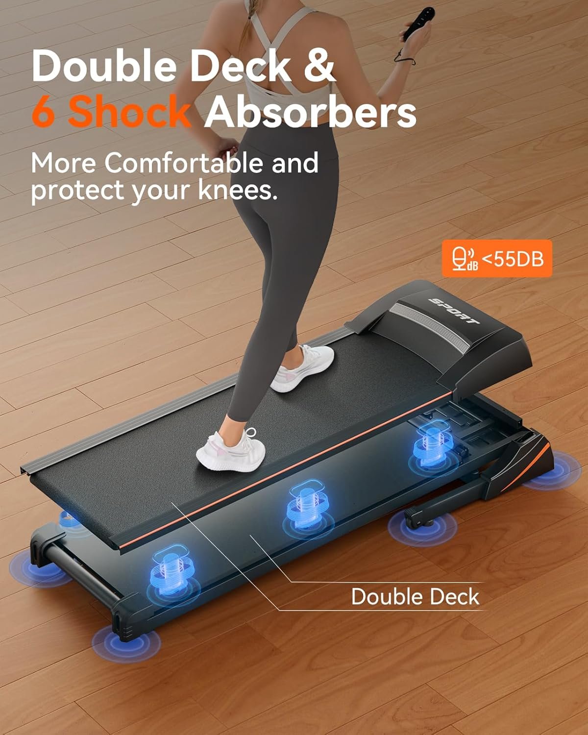 RENESTAR Treadmills for Home, Treadmill with 0-15% Auto Incline, 3HP Folding Treadmills for Running Walking with 300LBS Weight Capacity, Incline Treadmill Equipped with Bluetooth & Pulse Monitor - Image 5