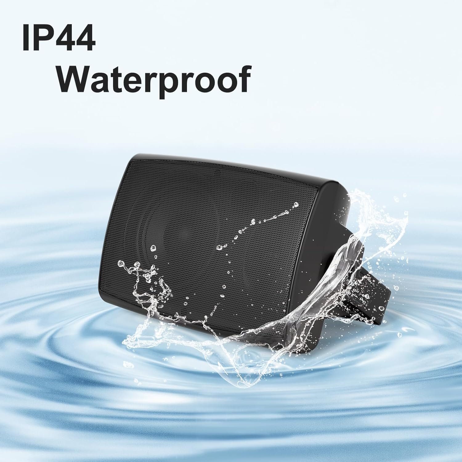 6.5 Inch Max 800W Outdoor Bluetooth Speakers Waterproof Wired with Multifunctional Amplifier Wall Mount Outdoor Speaker System for Patio Garden Poolside Home(4 Speakers,Black) - Image 5