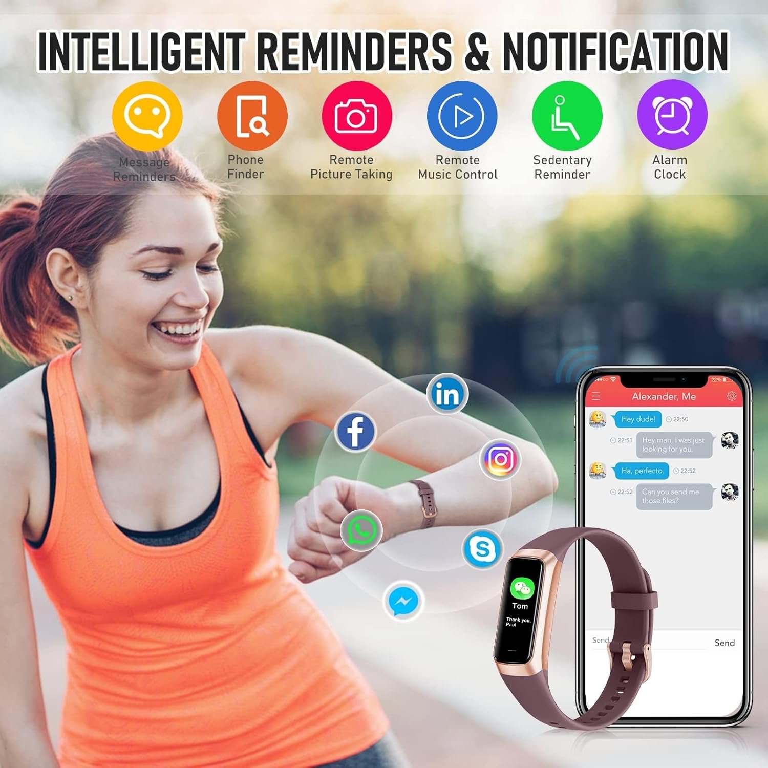 Fitness Tracker, Activity Trackers with 24/7 Heart Rate, Blood Oxygen Blood Pressure Sleep Monitor, Step Counter with 1.1" AMOLED Touch Color Screen, Calorie Pedometer Health Smart Watch for Women Men - Image 6