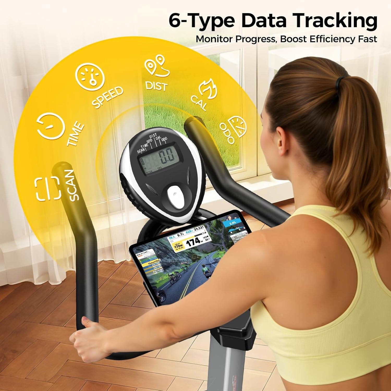 pooboo Exercise Bike,Stationary Bike for Home with Exclusive App,Indoor Low Noise Magnetic Cycling Bike with 350 lb Weight Capacity,Tablet Mount,LED Calorie Display and Fitness Courses for Weight Loss - Image 7