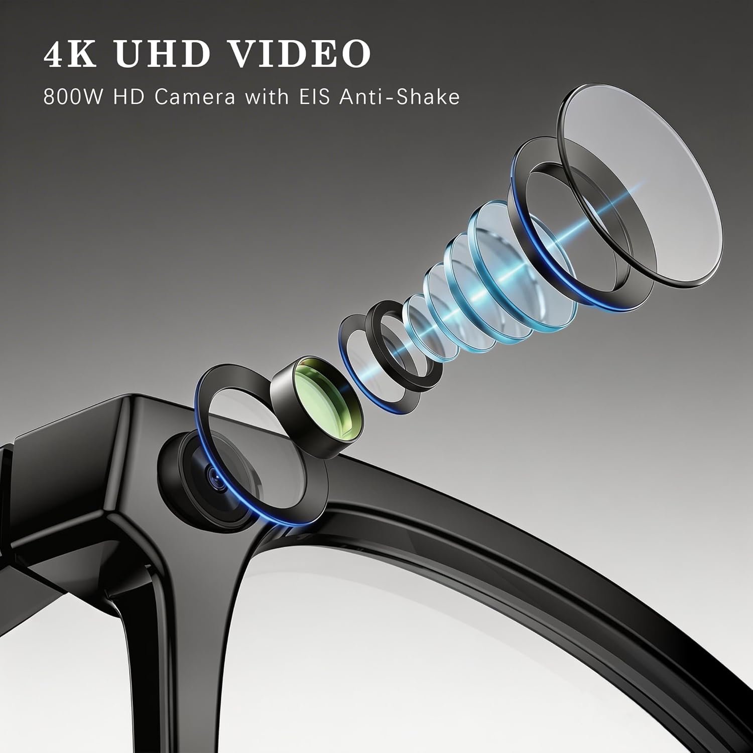EarlySincere 4K Camera Glasses with ChatGPT AI, Polarized Lenses + Extra Photochromic, EIS Anti-Shake Video Recording, Open Ear HiFi Audio, Ideal for Driving & Vlog - Image 2