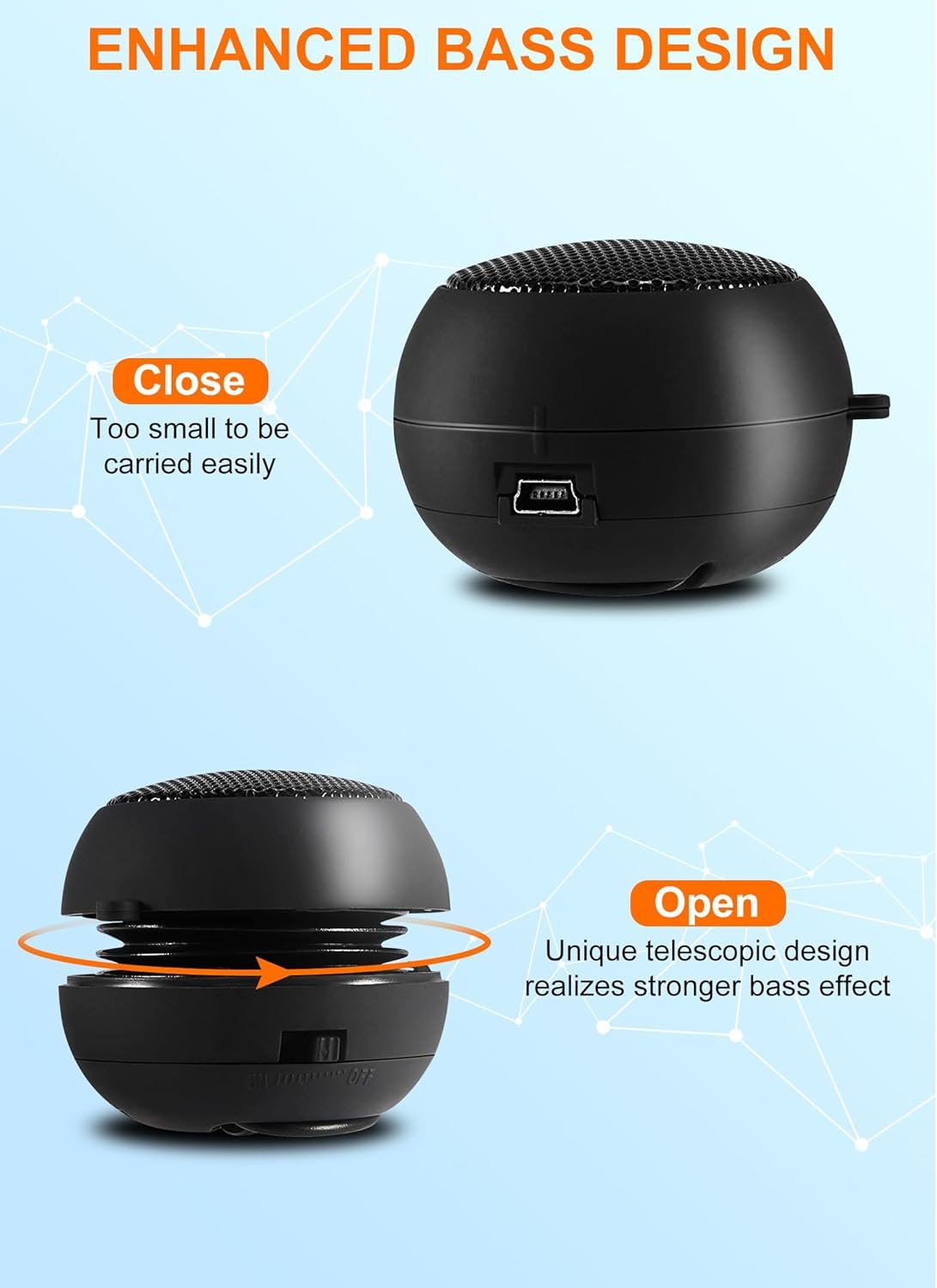 Portable Mini Speaker USB Wired Small Speakers with 3.5mm Aux Input Jack, Travel Speakers for Laptop Computer MP3 Player Speaker for Mobile Phone, MP3, PC - Image 4