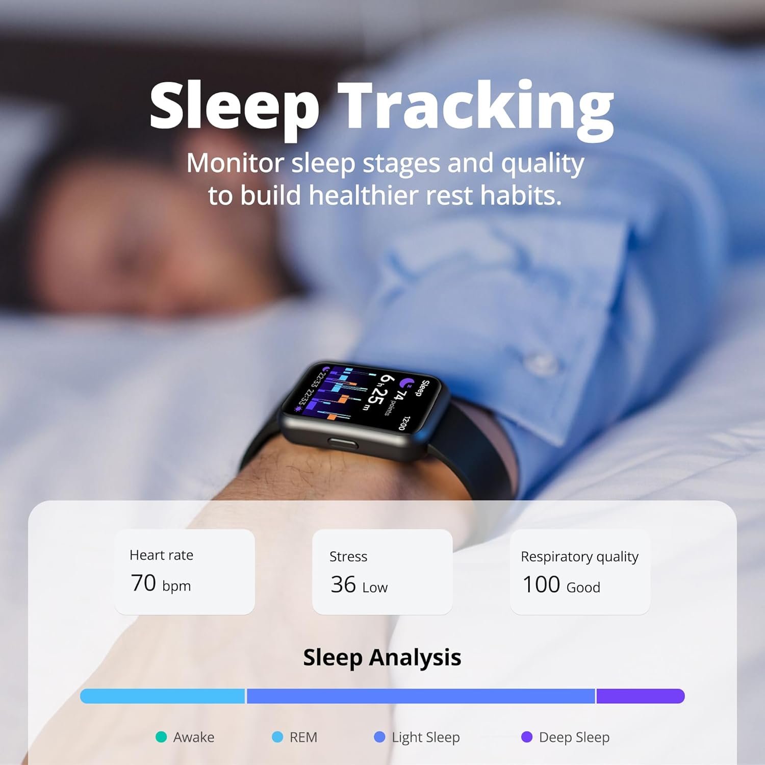 Fitness Tracker for Men & Women with 1.47” HD Display, Heart Rate & SpO2 Tracking, Sleep & Activity Monitor, 100+ Sports Modes, 3ATM Waterproof Smart Band, Works with Android & iOS, Black - Image 4