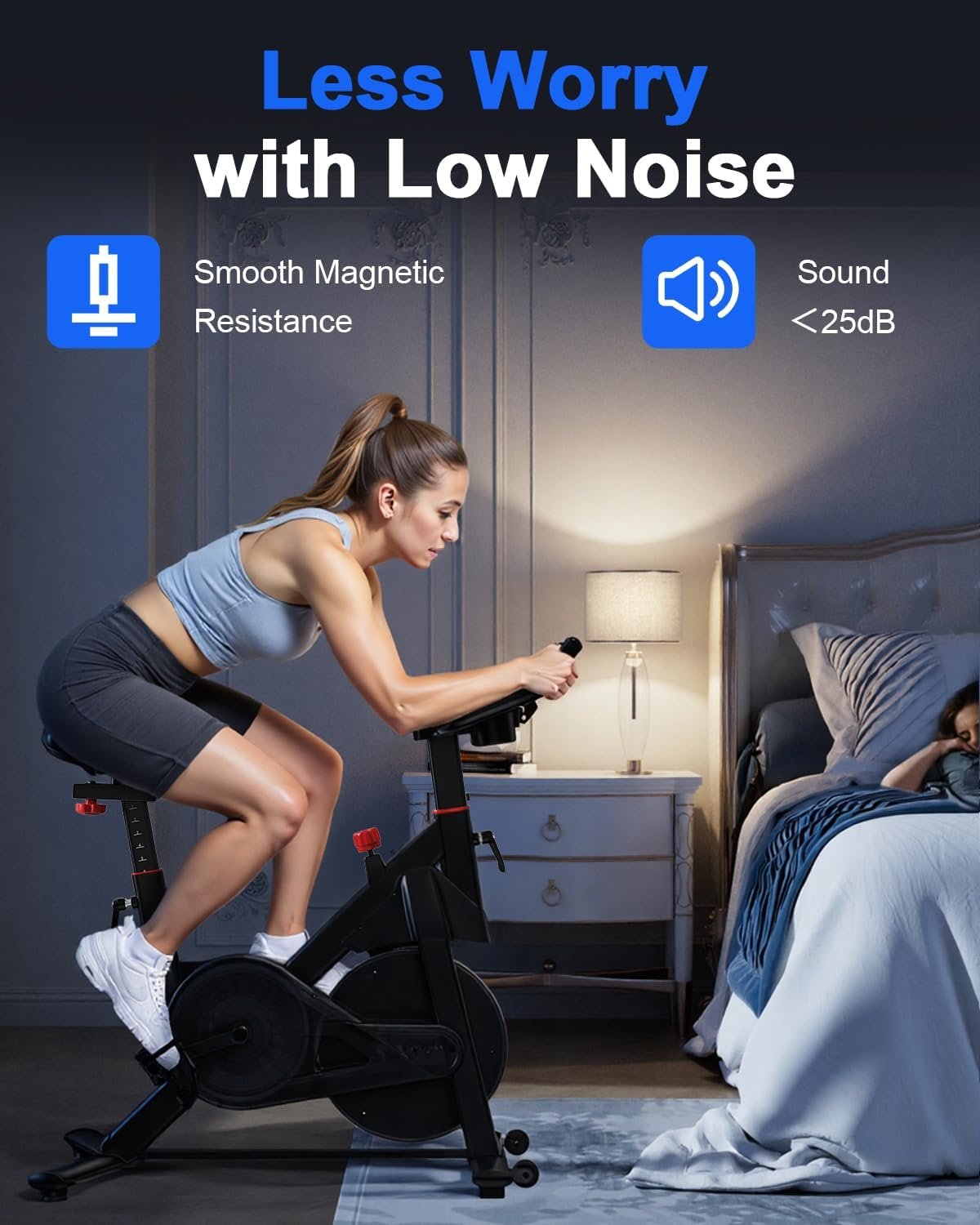 Superun Exercise Bike, Stationary Bikes for Home with Brake Pad, Low Noise Spin Bike with 300LBS Weight Capacity, Indoor Cycling for Home Gym with Pad Mount LCD Monitor and Cup Holder - Image 5