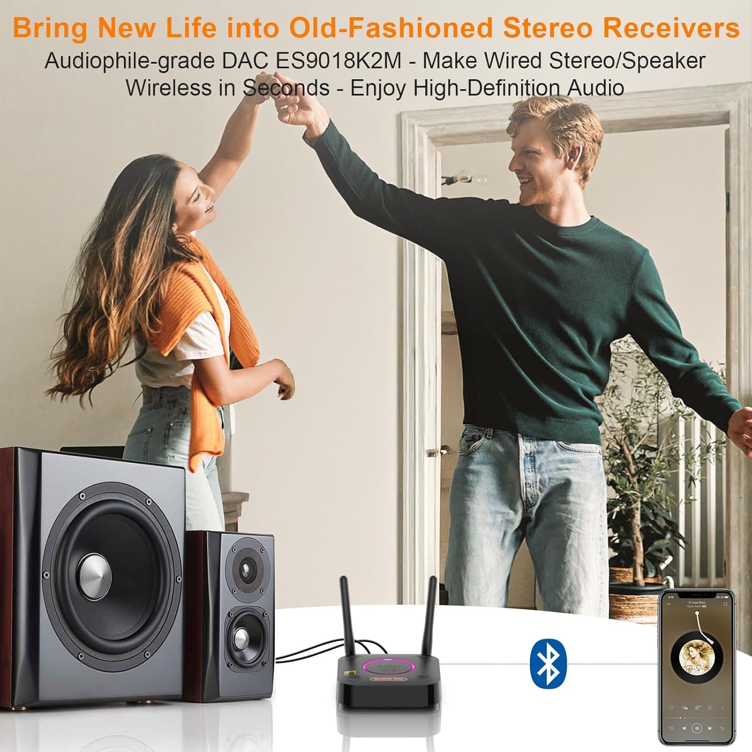 1Mii B06Ultra Bluetooth 5.3 Receiver with LDAC for Hi-Res Wireless Audio, HiFi Bluetooth Audio Adapter w/Audiophile DAC, 3D Surround aptX HD Low Latency, Optical AUX 3.5mm Coaxial for Home Stereo - Image 2