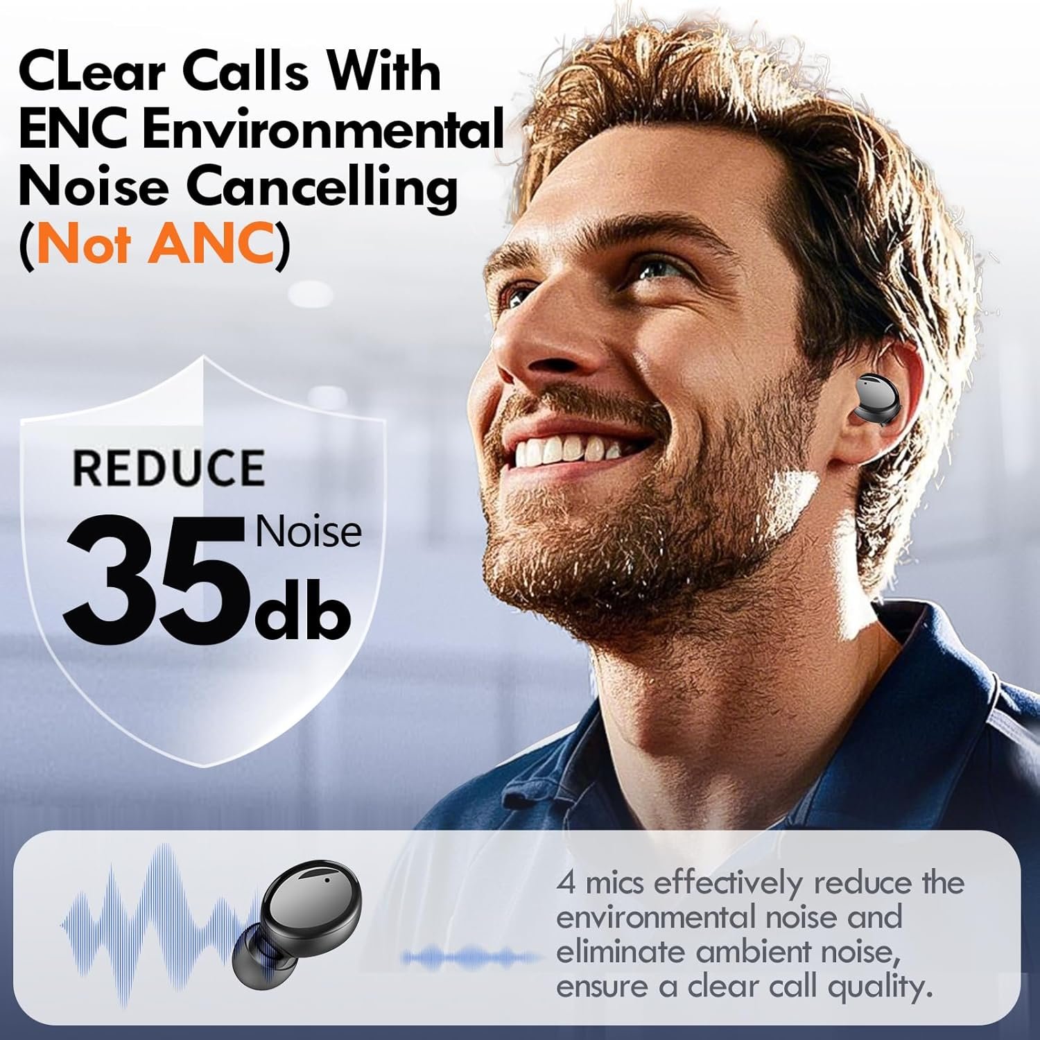 Lanteso True Wireless Bluetooth 5.4 Earbuds, 48H Playtime, Light Weight in Ear Headphones with Built in Mic, Premium Sound with Deep Bass, Clear Calls for Sports Workout, Black - Image 5