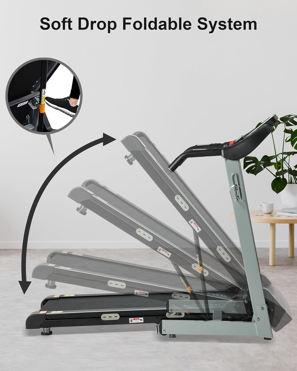 BORGUSI Treadmill with Auto Incline - 300 lb Capacity, 3.0HP Folding Electric Treadmill Up to 8.5 MPH Speed, Running Machine with 17.5" Wide Tread Belt and Bluetooth Speaker for Home Use - Image 8