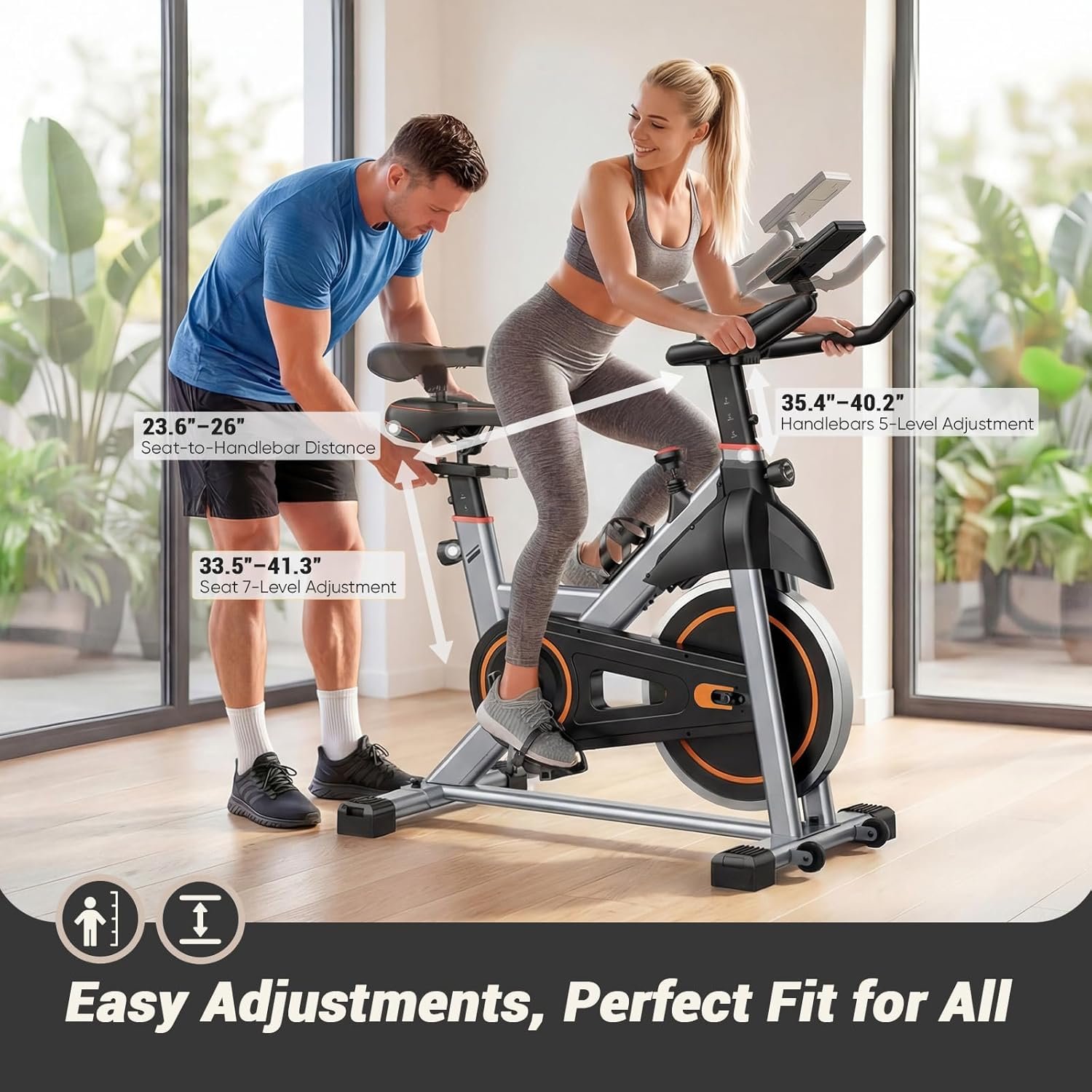 OLIXIS Exercise Bike with APP Control, Brake Pad Stationary Bikes with Quiet Magnetic Resistance, Indoor Cycling Spin Workout Bike with 300.0 lbs Weight Capacity, Classic Orange - Image 3