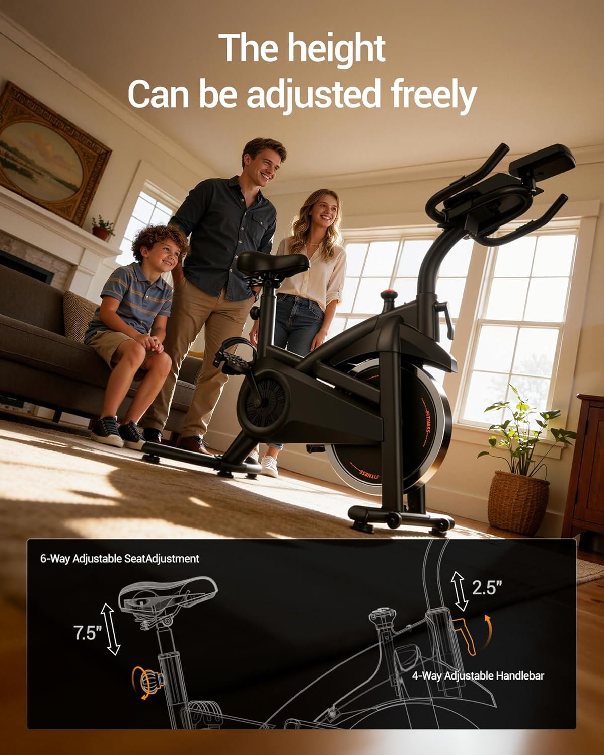 CURSOR FITNESS Exercise Bike, Brake Pad Stationary Bike for Home with Exclusive App, Stationary Bikes for Home with 300 lb Weight, Indoor Cycling Spin Bike Workout Bike with Extra Comfort Seat - Image 6