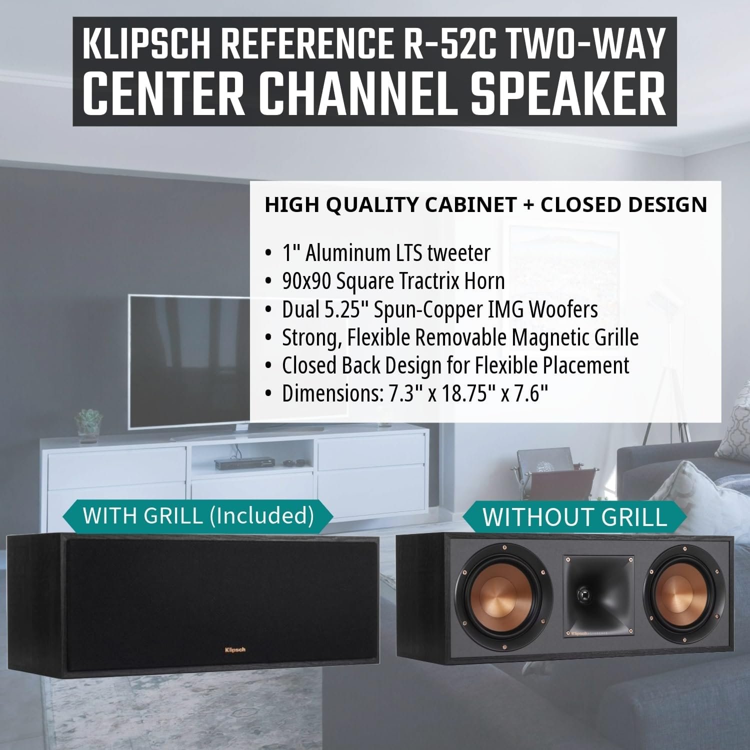 Klipsch Reference 5.1 Home Theater System - Bundle with 2X R-26FA Floorstanding Speaker, 2X R-41M Bookshelf Speaker, R-25C Channel Speaker, R-12SW Subwoofer - Image 3