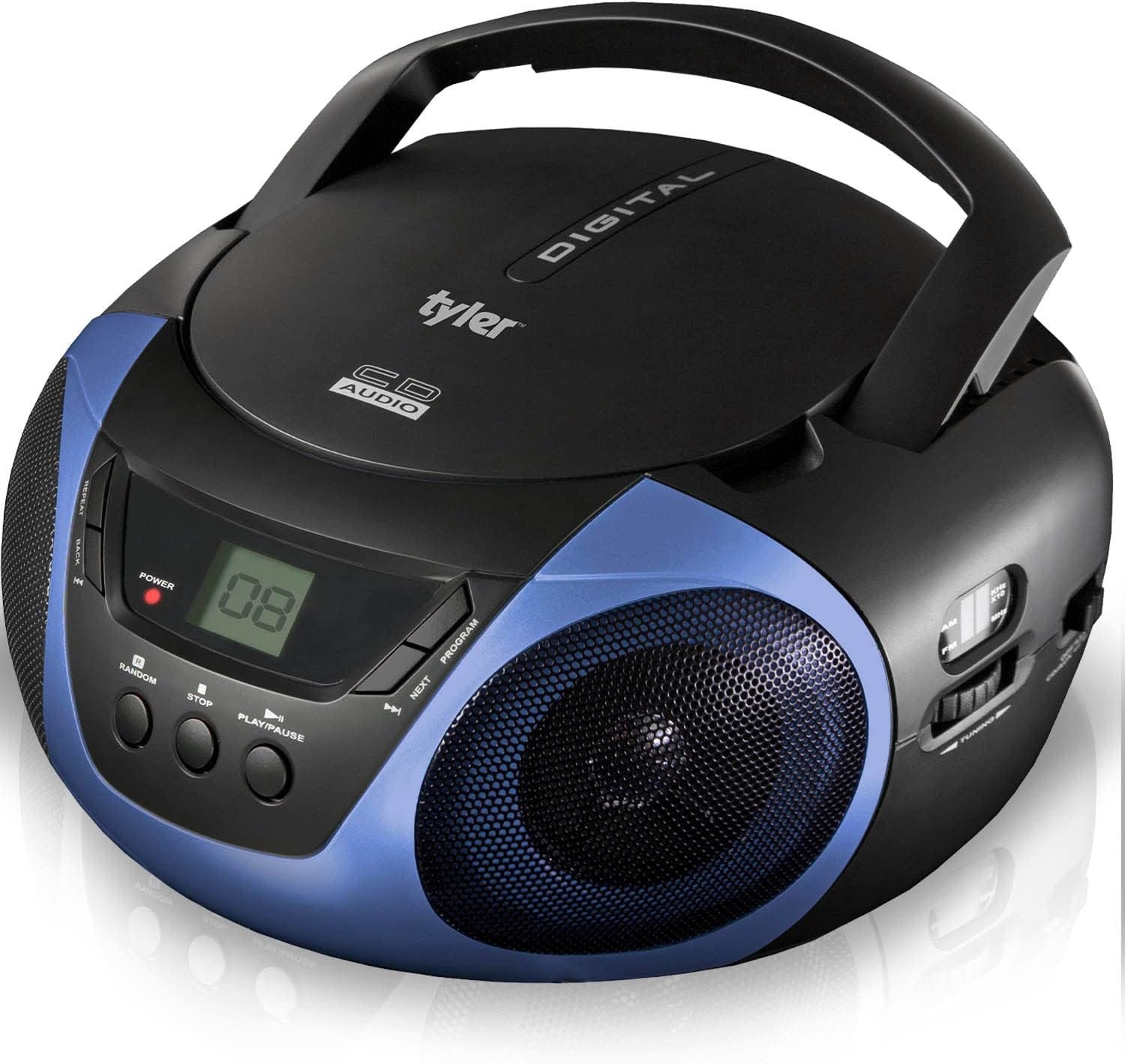 Tyler Portable Boombox CD Player AM/FM Radio Combo, Dynamic Boom Box CD Players for Home/Outdoor Portable Stereo with Speakers, Long Antenna for Best Reception Aux Input/3.5mm Headphone Jack, Blue - Image 8