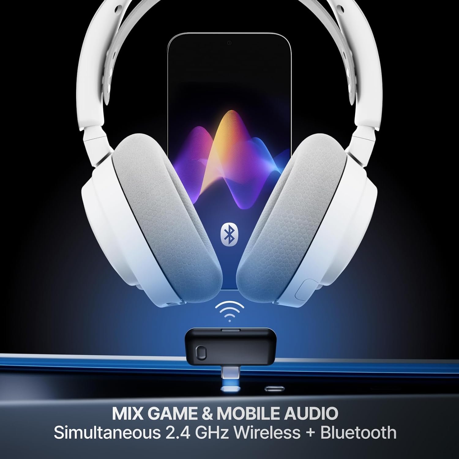 SteelSeries Arctis Nova 7 Wireless Gen 2 Gaming Headset - Real-Time App Control, 50+ HR Play, Neodymium Drivers, Mix 2.4GHz/Bluetooth, PC, PS5, PS4, Switch 1/2, Mobile - White - Image 4