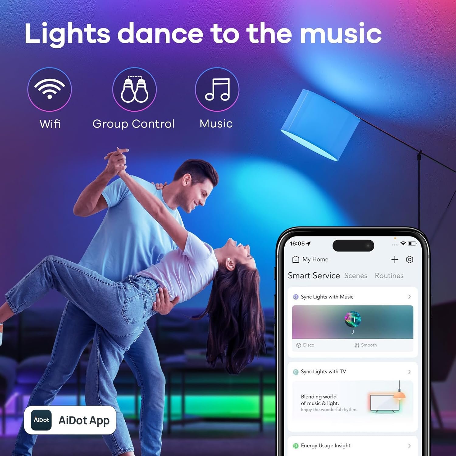 Linkind Smart Light Bulbs, Smart Bulb That Work with Alexa & Google Home, LED Light Bulbs Color Changing, 104 Preset Scene, Music Sync, A19 E26 2.4GHz RGBTW WiFi Bluetooth Light Bulb 60W, 800LM, 4Pack - Image 8