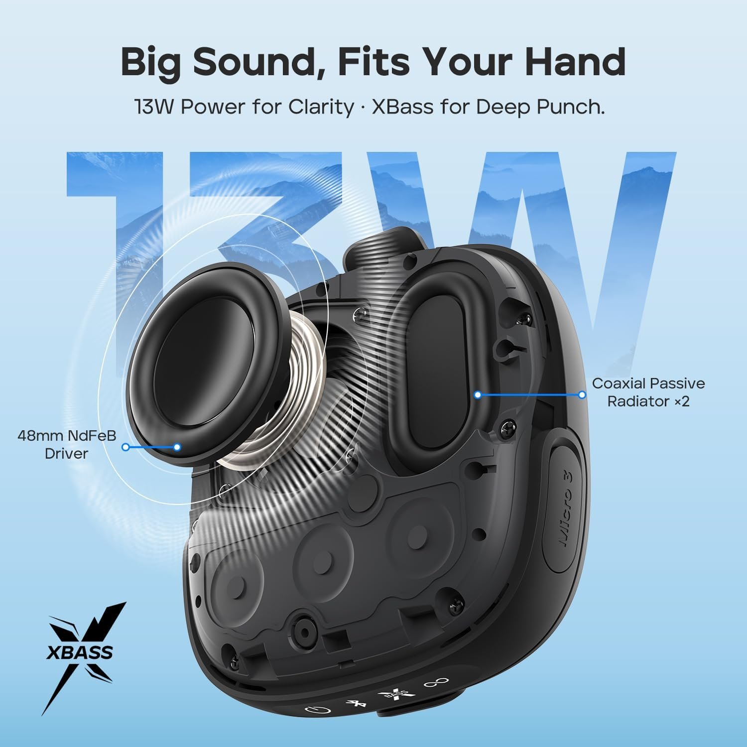 Tribit StormBox Micro 3 Portable Bluetooth Speaker, 13W Bike Speaker with IP68 Waterproof, 24H Playtime, Wireless, BT6.0, Loud Sound, TWS Pairing, XBass, Magnetic & Strap for Outdoor/Home/Hiking/Golf - Image 5