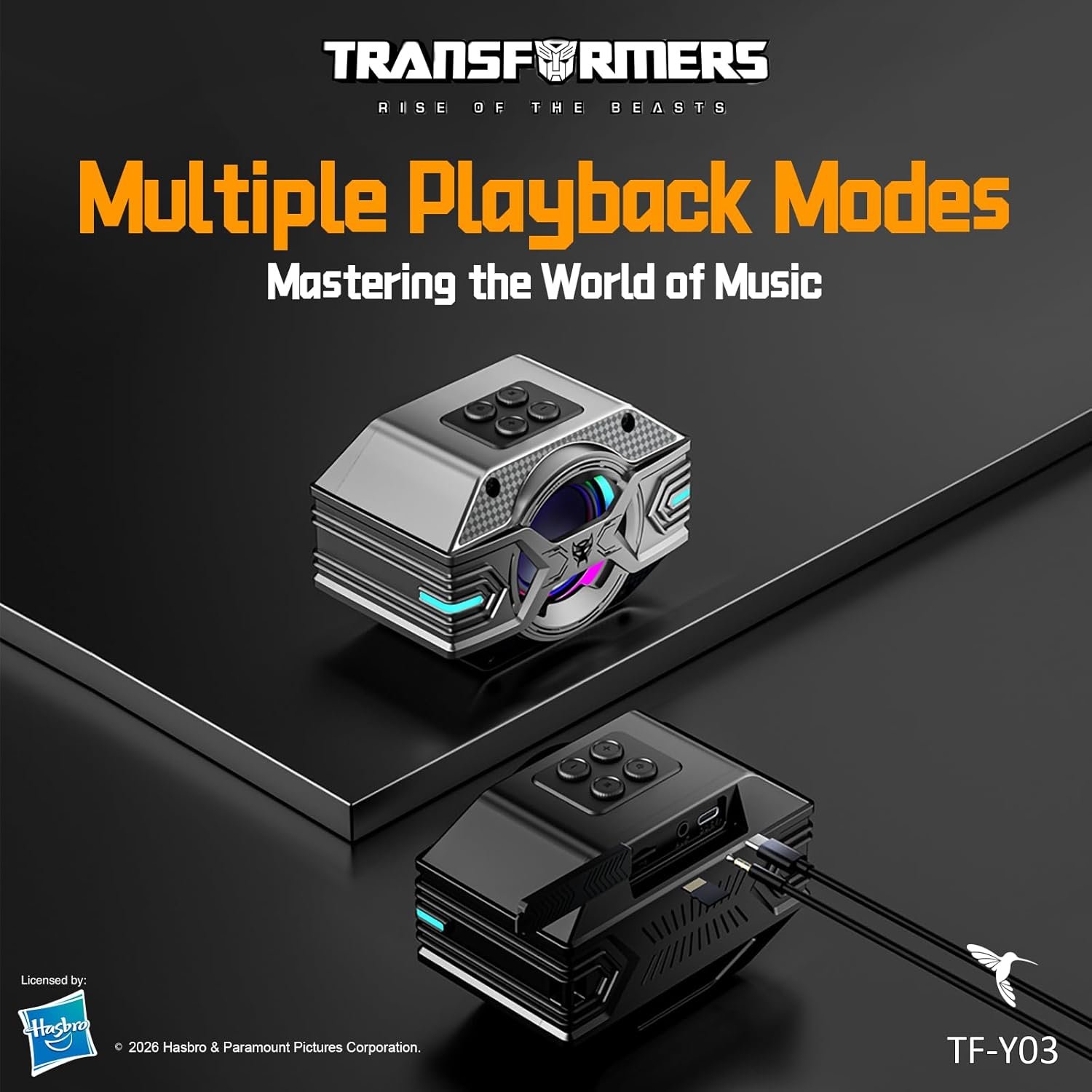 Transformers TF-Y03 CoreBlock Design Bluetooth TWS Speaker 5W Portable Wireless IPX5 Waterproof, 5H Playtime, 1200mAh, Deep Bass, Stereo Pairing, Built-in Mic, AUX/TF Card (Optimus Primal Gray) - Image 7