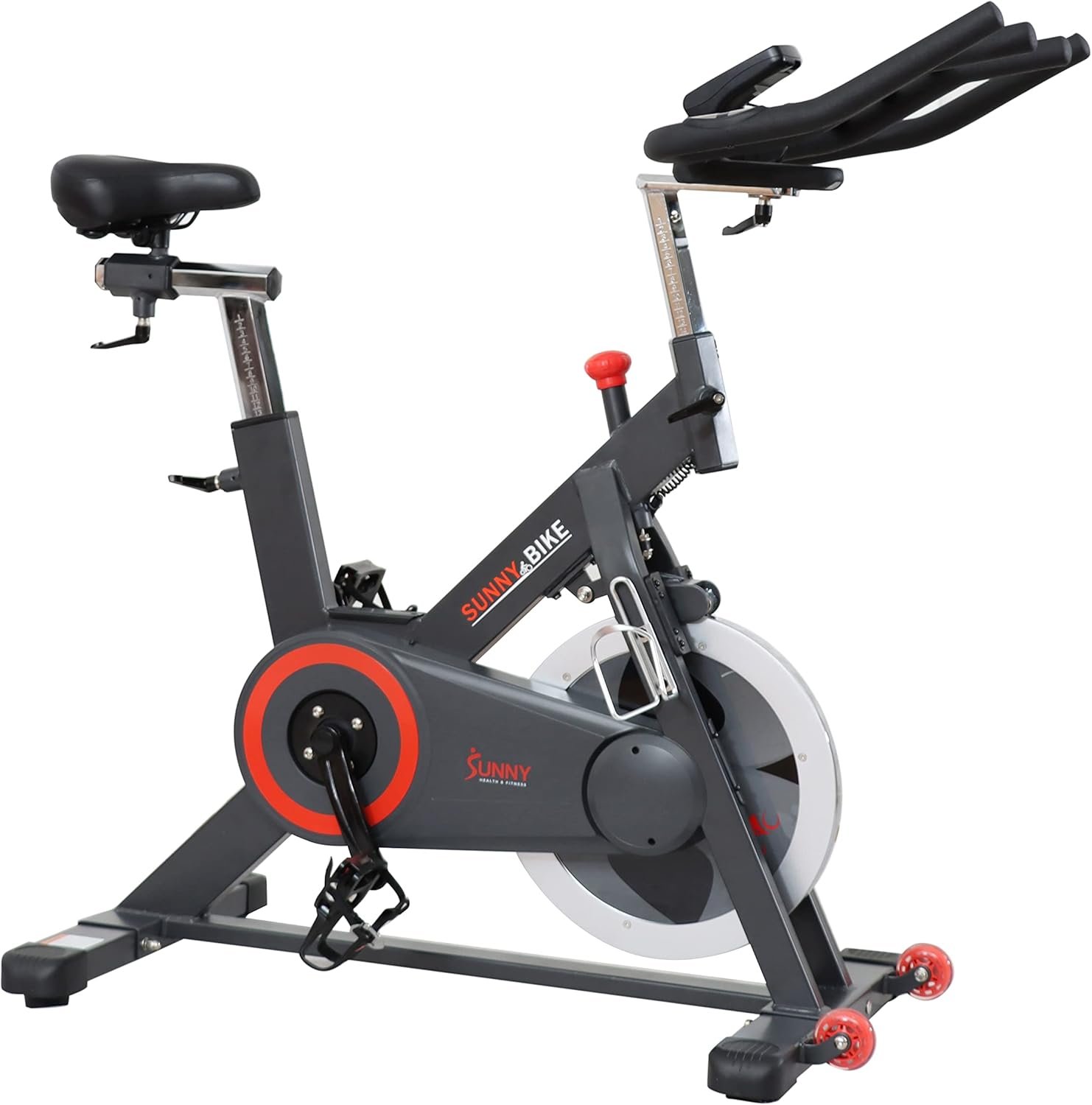 Sunny Health & Fitness Magnetic Exercise Bike, 44LB Flywheel & 300LB Weight Capacity for Intensive Home Workout, Indoor Cardio Training w/4-Way Adjustable Seat, Optional Free SunnyFit App Connection - Image 2