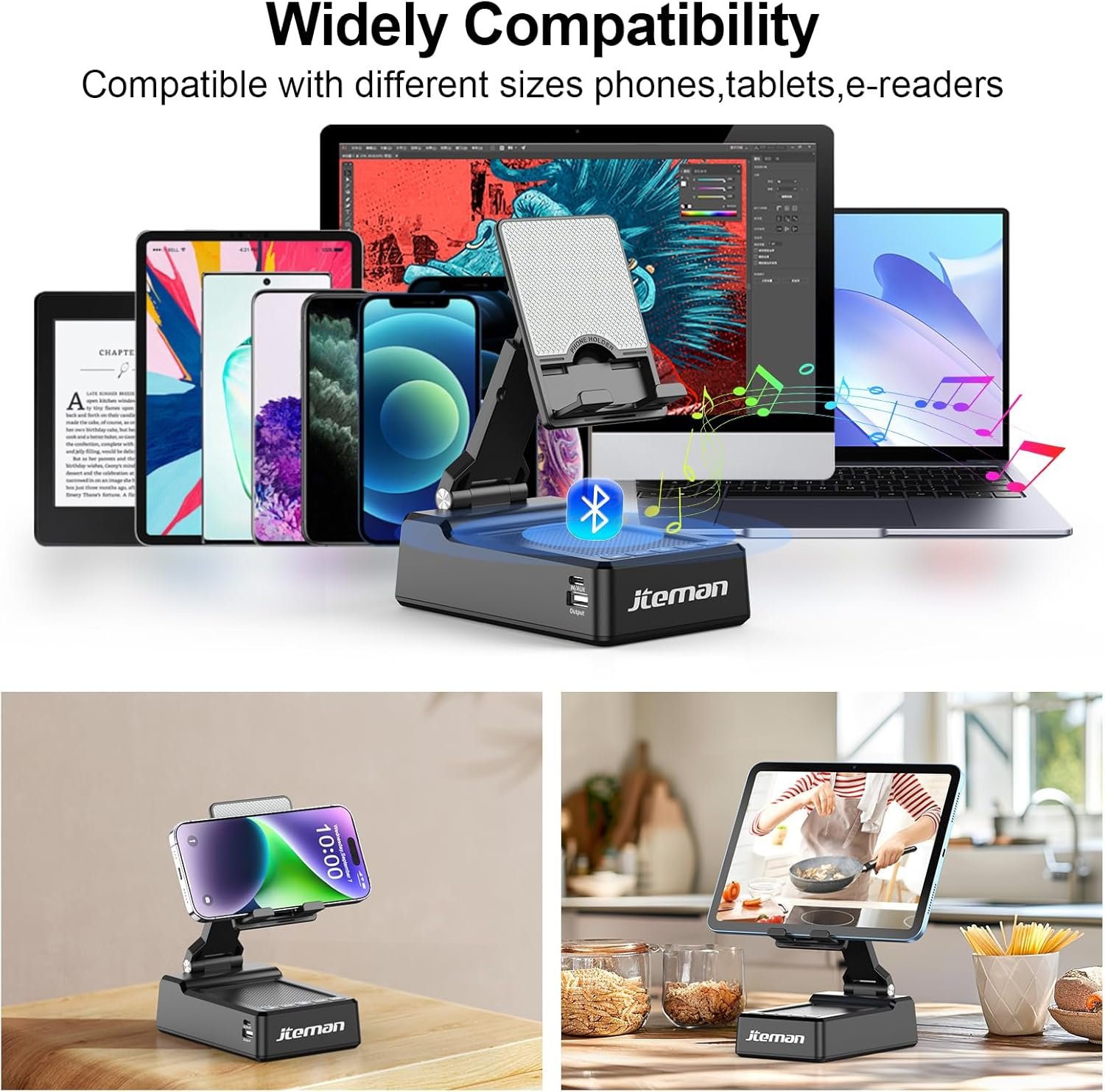 JTEMAN Gifts for Men Women,Adjustable Cell Phone Stand with Bluetooth Speaker and Charging Function,Cool Tech Gadgets Gift Idea for Dad Mom Birthday - Image 7