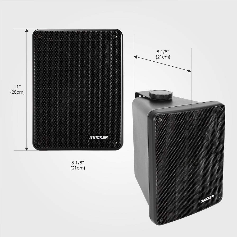 KICKER KB6B 2-Way Full Range Indoor Outdoor Speakers (Pair) Weatherproof Speakers for Patio Garage Poolside in-Home, 6.5 inch woofer, 2x5 inch Horn Tweeter Black - Image 3