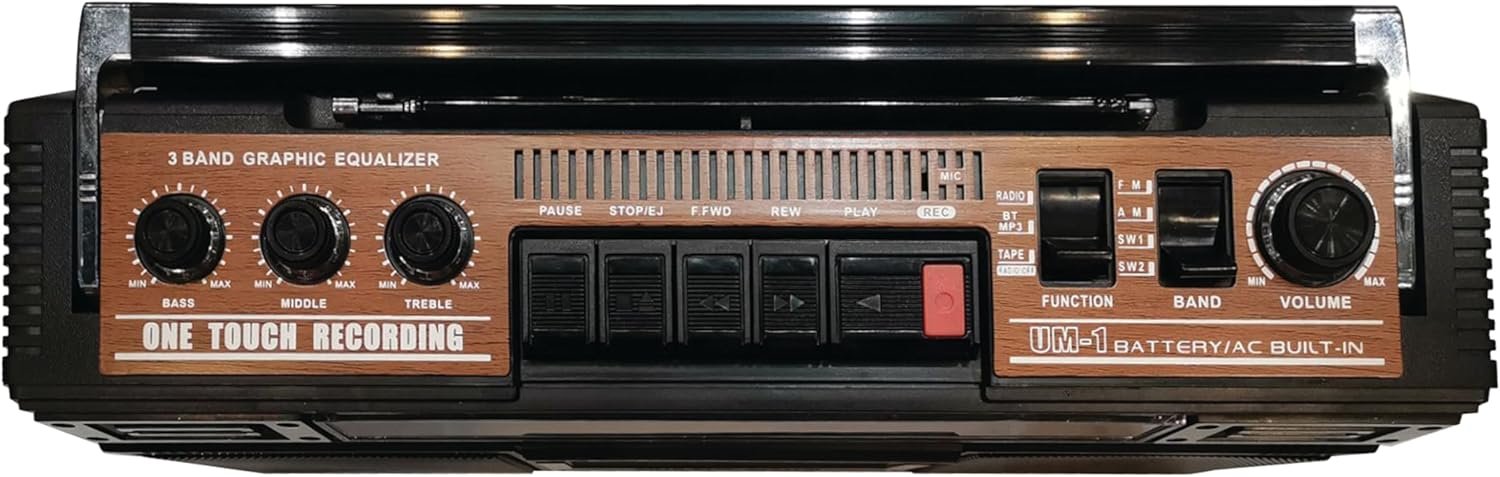 Supersonic SC-3201BT 4 Band Radio & Cassette Player Boombox, Bluetooth Speaker, AM/FM/SW Radio with MP3 Playback, USB & SD Card, 3 Band EQ and Earphone Jack - Image 3