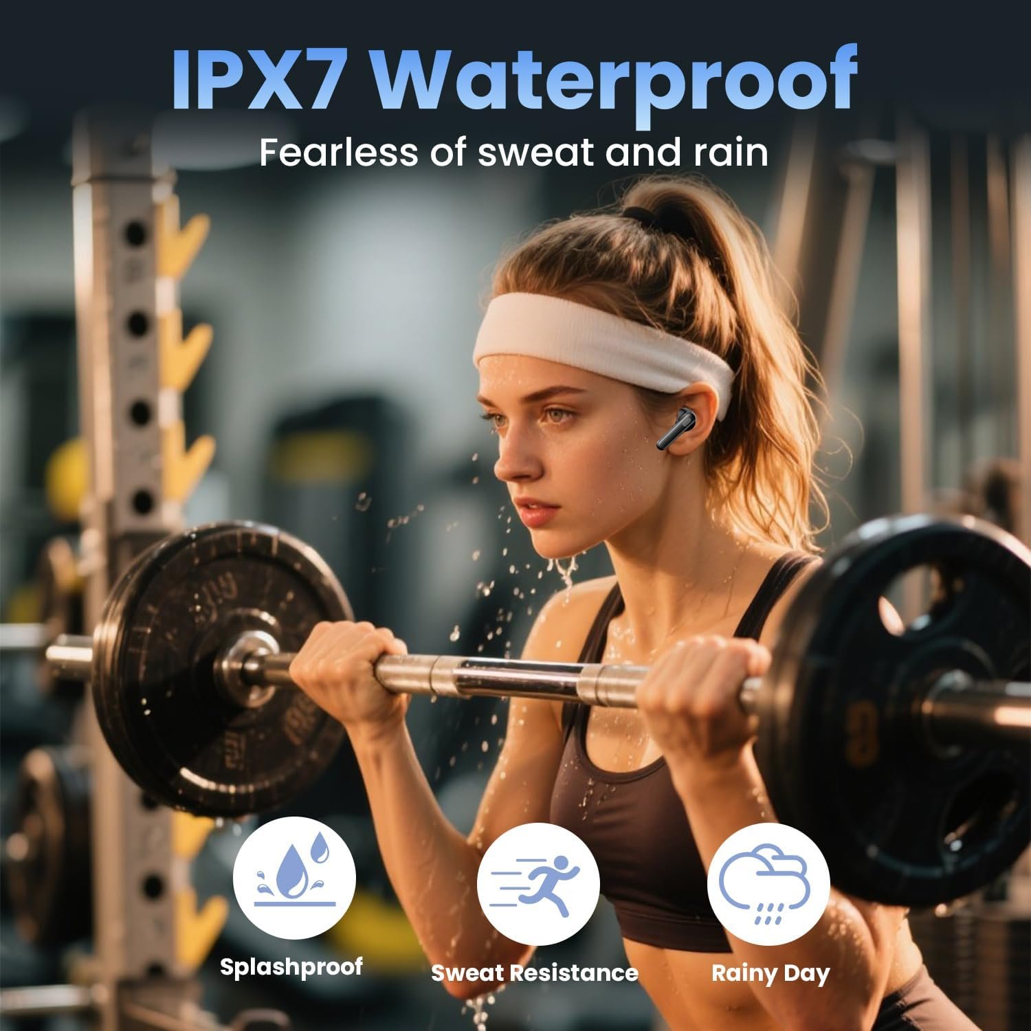 Wireless Earbuds, Bluetooth Headphones with Deep Bass Stereo, 48H Playback Ear Buds with LED Power Display, Lightweight, IPX7, in-Ear Earphones with Mic for iPhone/Android/iPad, Black - Image 8