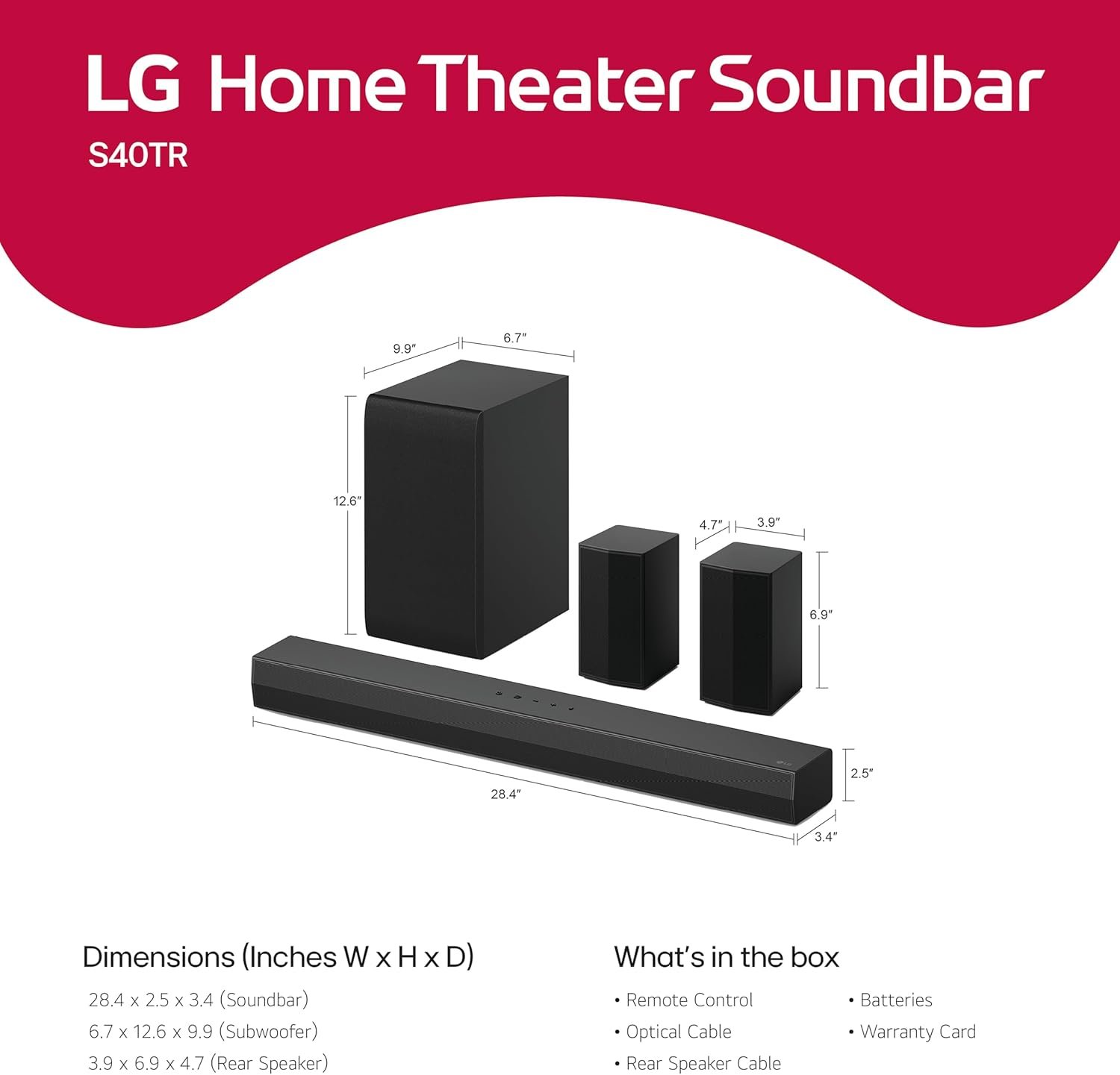 LG S40TR 4.1 ch. Home Theater Soundbar with Rear Surround Speakers and Wireless Subwoofer, Wow Interface, Dolby Audio, AI Sound Pro, Amazon Exclusive - Image 6