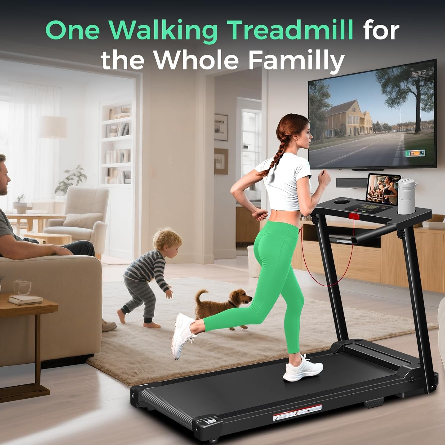 Foldable Treadmills for Home, 3.0HP Walking pad Treadmill with Handle Bar, Portable Electric Treadmill with Handles, 12 Preset Programs, LED Display and 300 lbs Capacity - Image 8