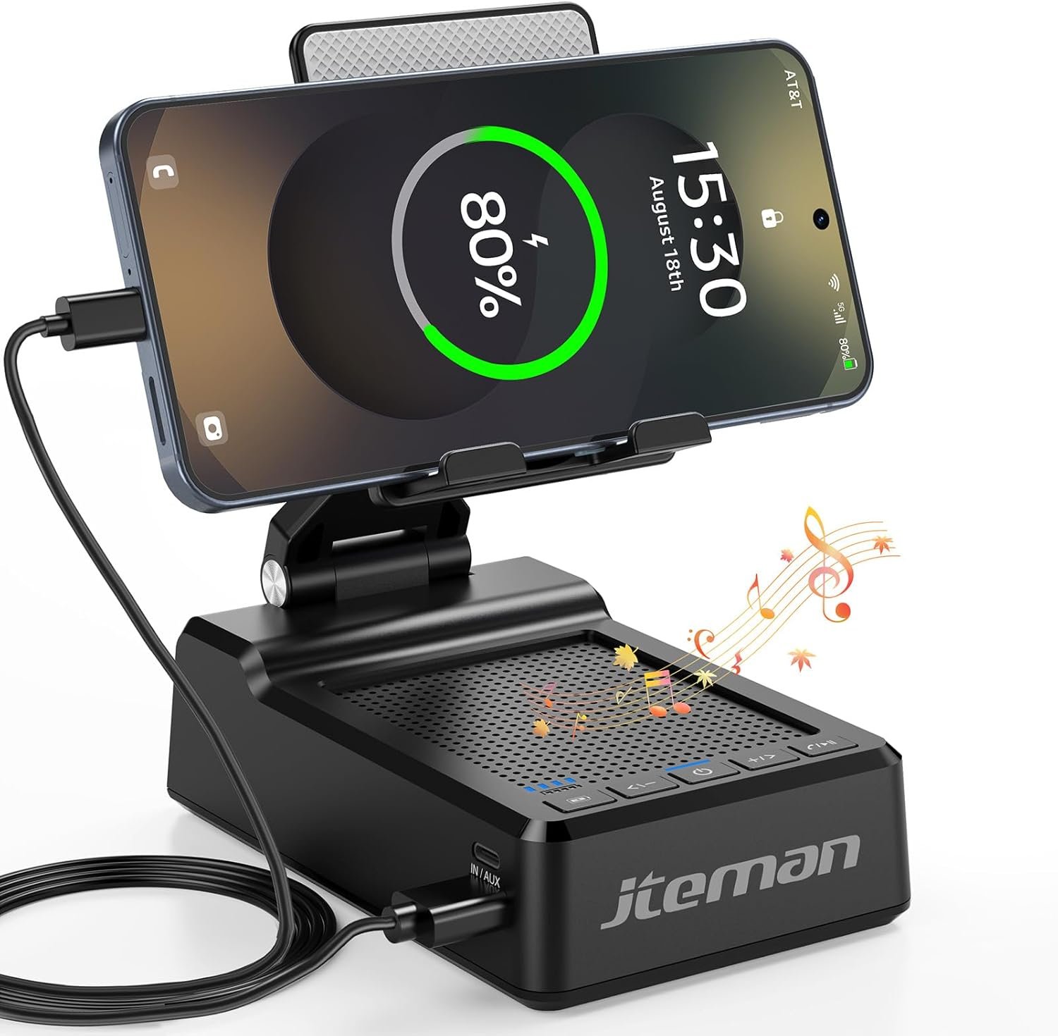 JTEMAN Gifts for Men Women,Adjustable Cell Phone Stand with Bluetooth Speaker and Charging Function,Cool Tech Gadgets Gift Idea for Dad Mom Birthday