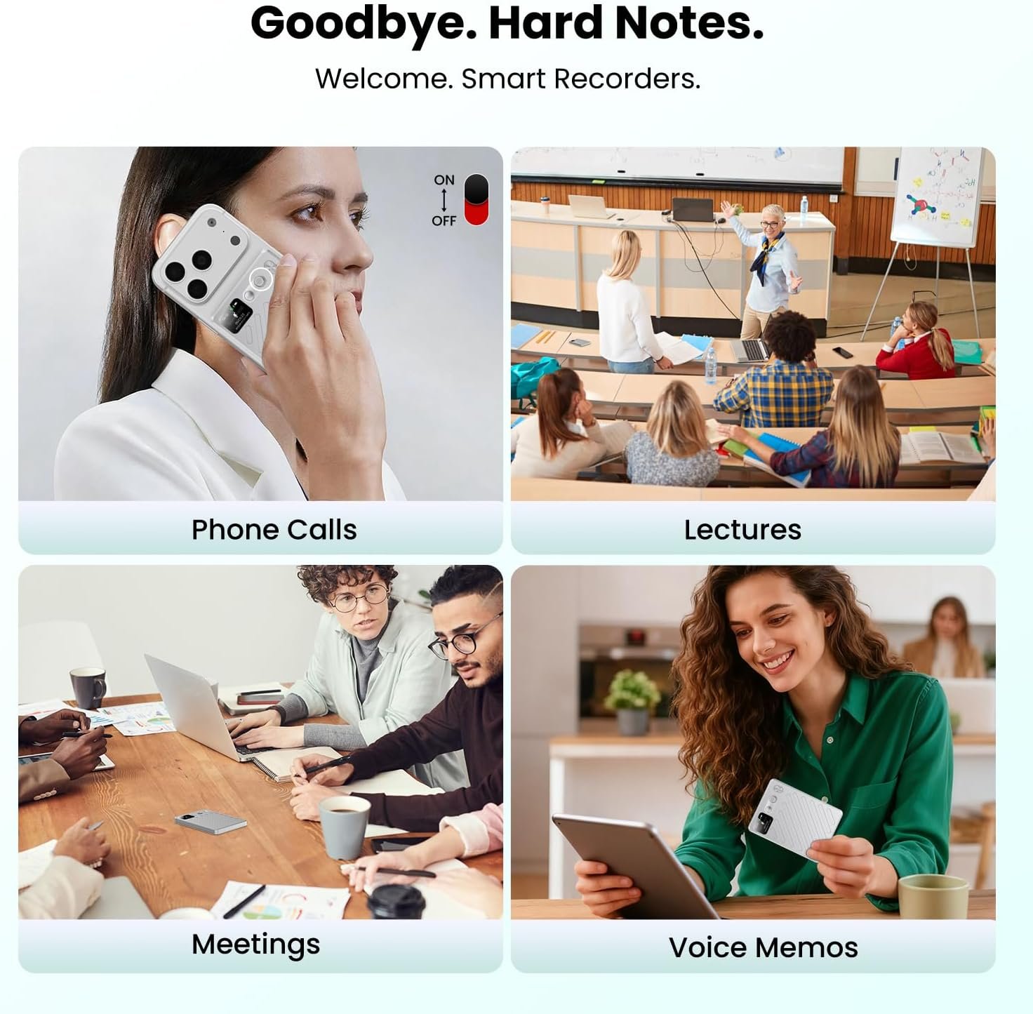 AI Voice Recorder, Note Taking Device, Transcribe & Summarize, Voice Recorder With Display, App Control, Supports 132+ Languages, 100H, 64GB, Magnetic Audio Recorder for Lectures Meetings Calls,Silver - Image 4