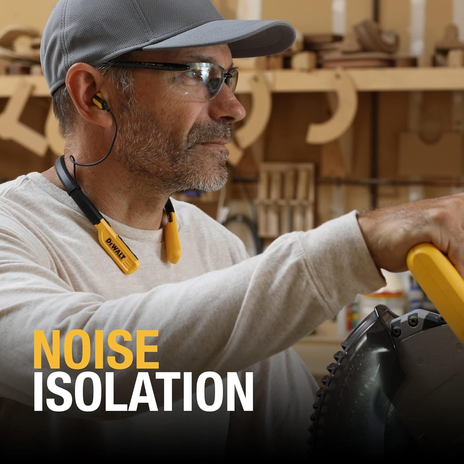 DEWALT Heavy Duty Bluetooth Neckband Headphones, Wireless Around The Neck Earbuds w/ 30H Runtime + Noise Isolation, Secure Magnetic Wireless Earbuds, Jobsite Pro Built-in Mic Bluetooth Headsets - Image 3
