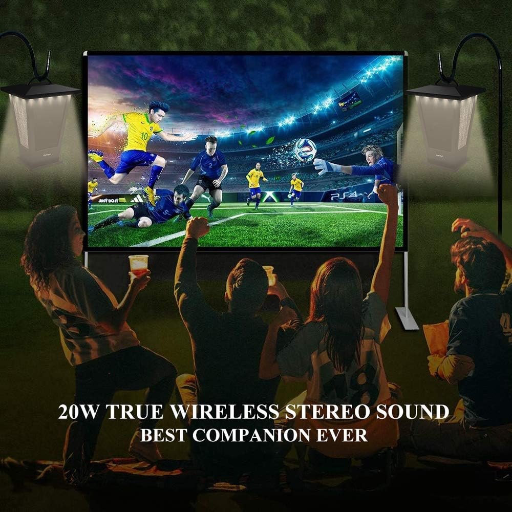 pohopa Bluetooth Speakers Waterproof, 2 Packs True Wireless Stereo Sound 20W Dual Pairing Lantern Indoor Outdoor Speakers with 20 Piece LED Lights, Rich Bass, Pinao Black - Image 2