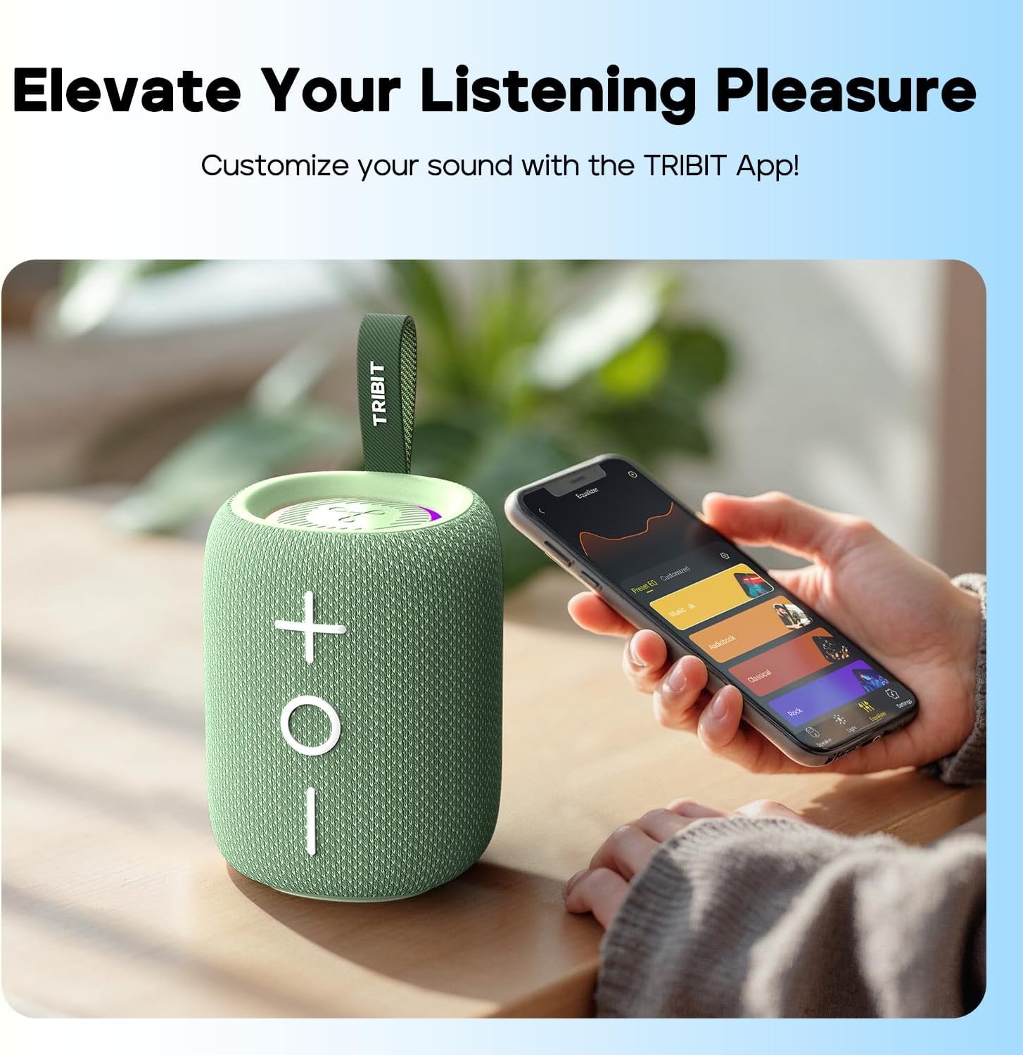 Tribit StormBox Mini+ Portable Bluetooth Speaker, 12W Wireless Speaker with 360°Surround Sound, 12H Playtime, Custom EQ, BT5.4, IPX7 Waterproof, RGB Lights, Type-C, TWS, AAC/SBC, Home/Outdoor/Travel - Image 4